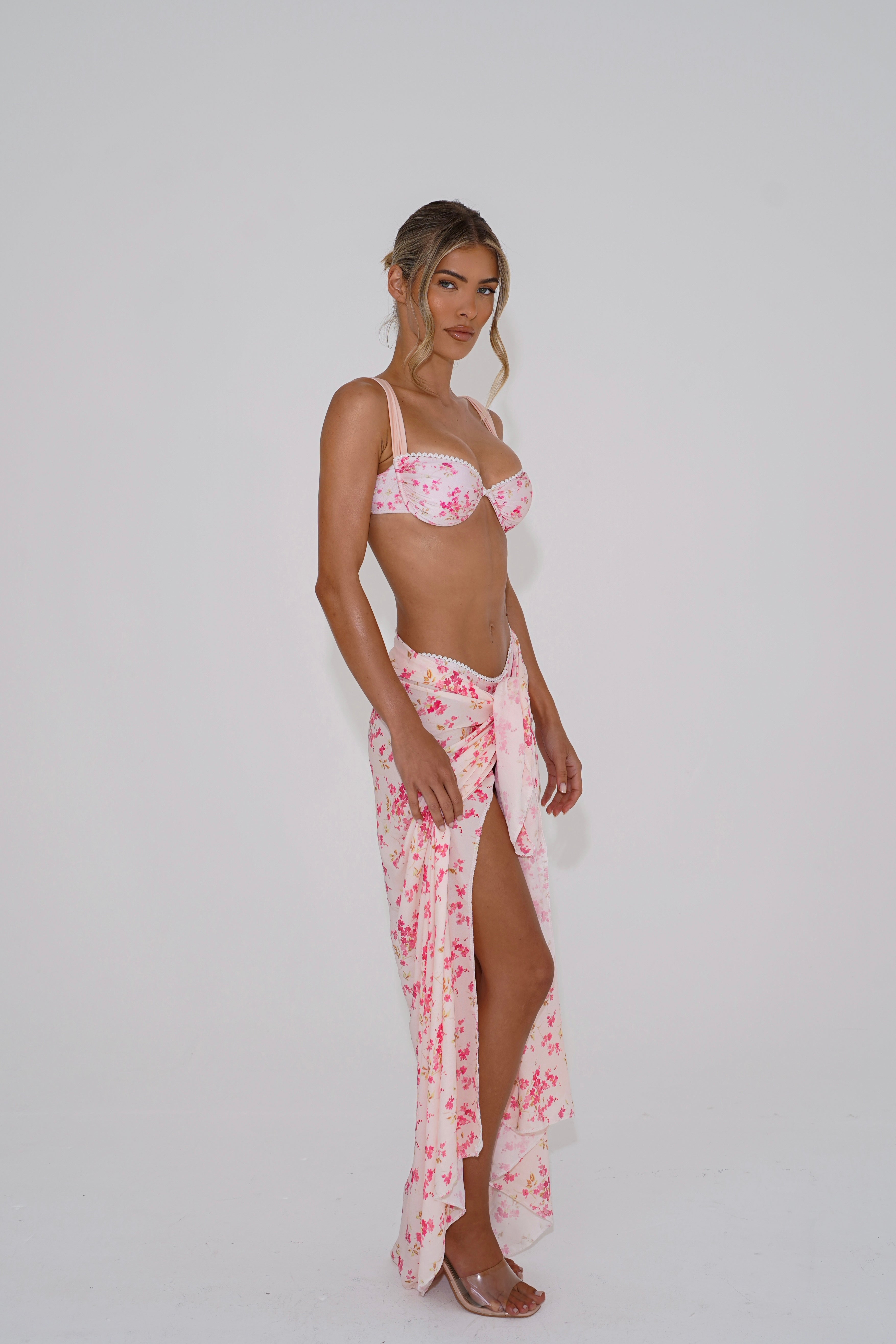 The tie up sarong - pink floral
