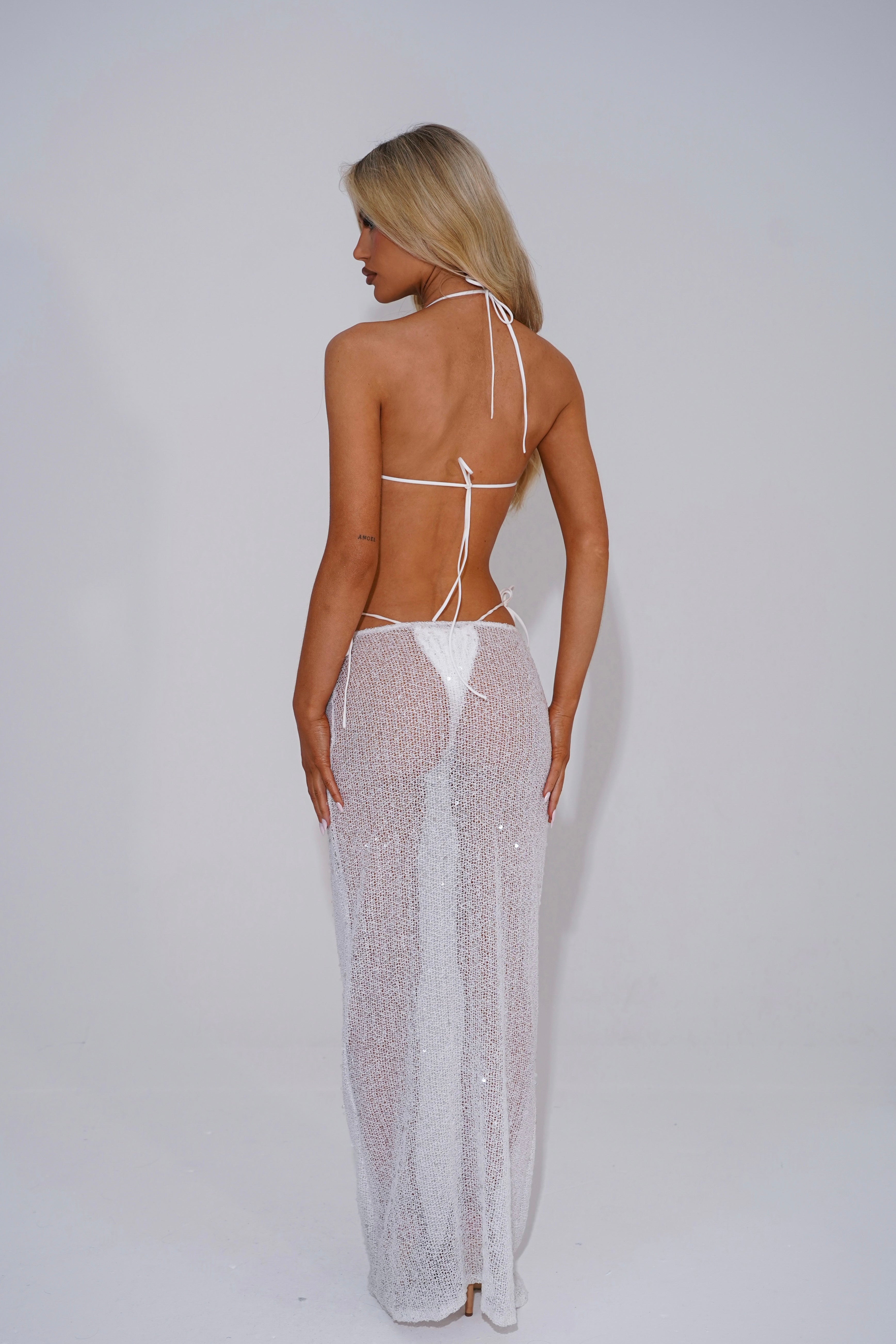 The sequin maxi skirt - white