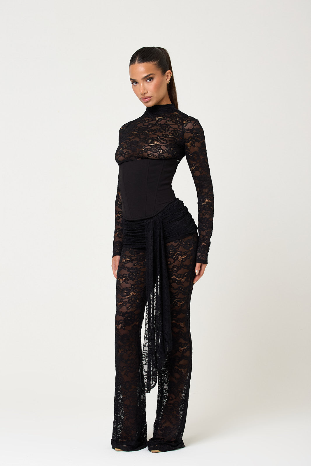 The amara lace trouser - black
