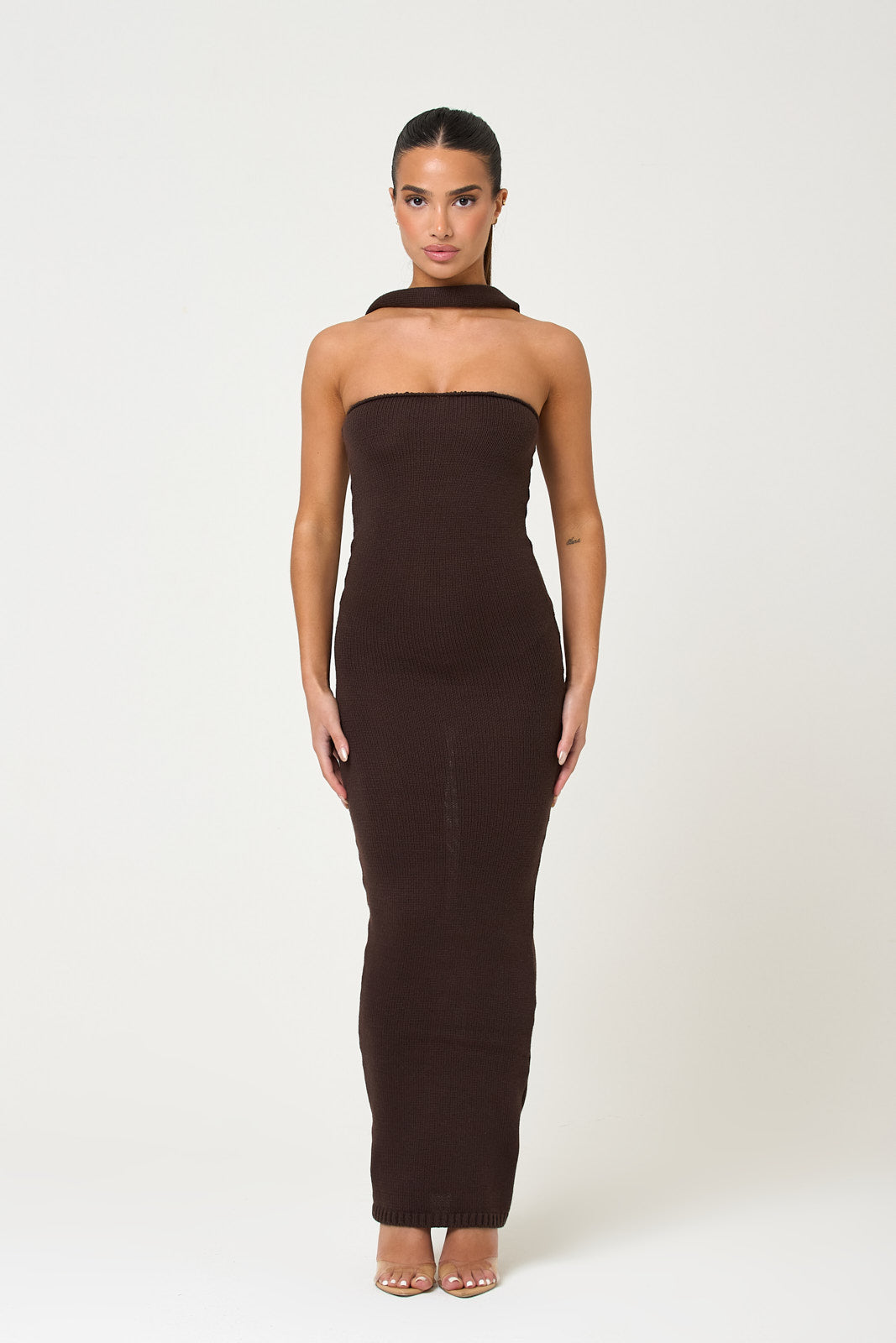 The knit bandeau maxi - mocha