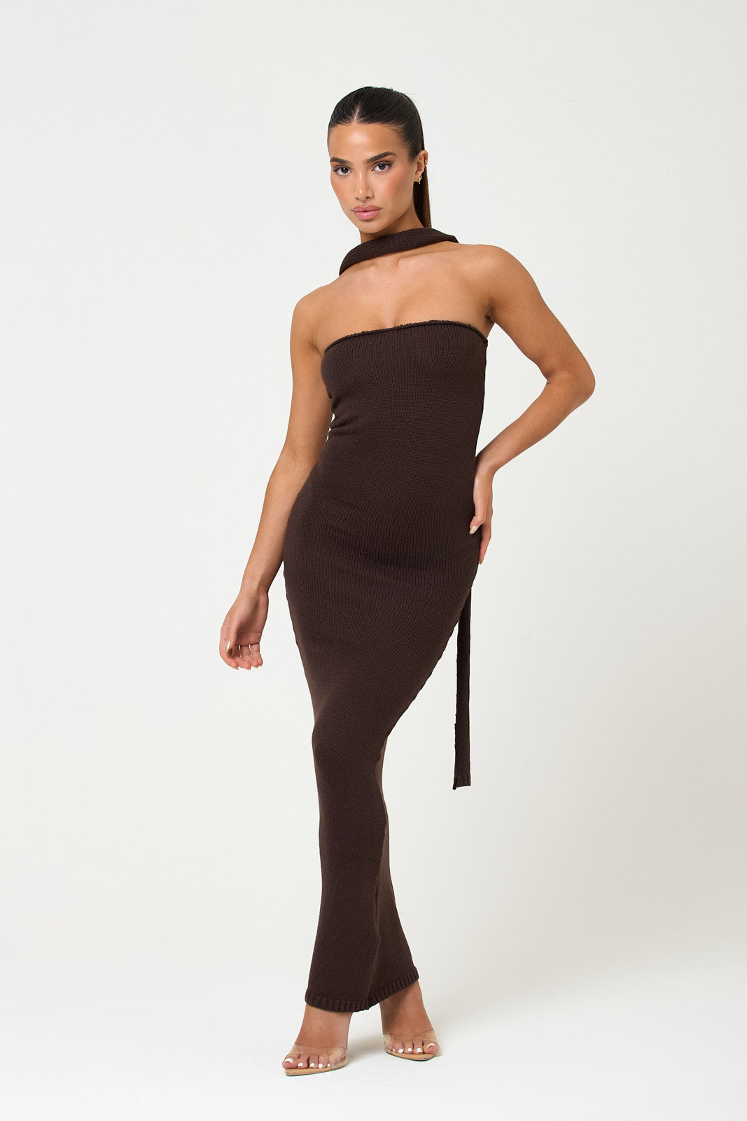 The knit bandeau maxi - mocha