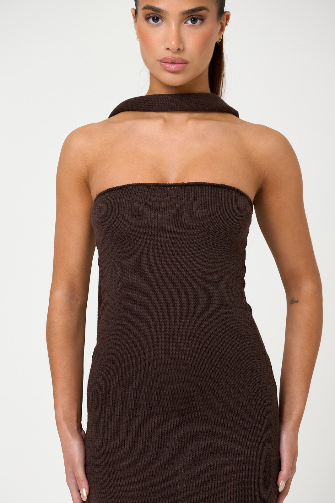 The knit bandeau maxi - mocha