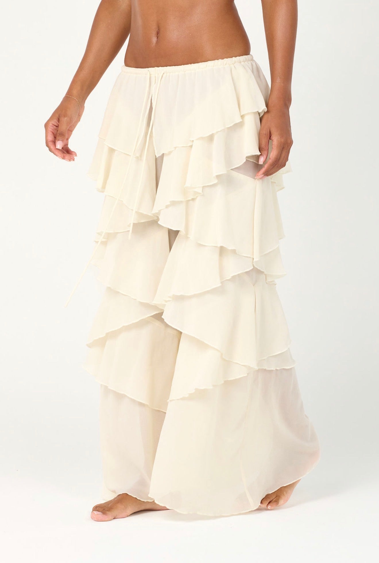 The ruffle trousers - white