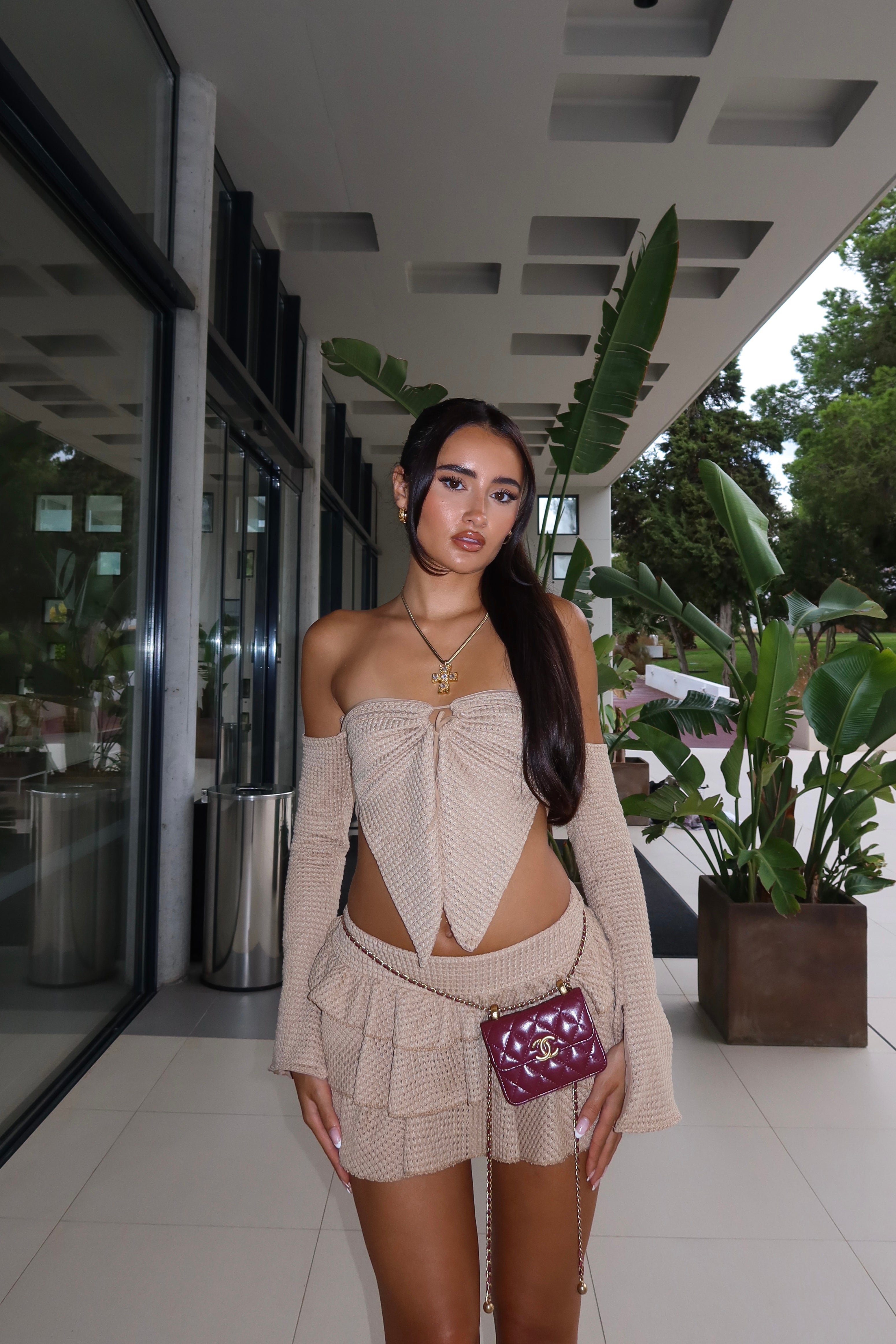 The crochet ruffle skirt - stone