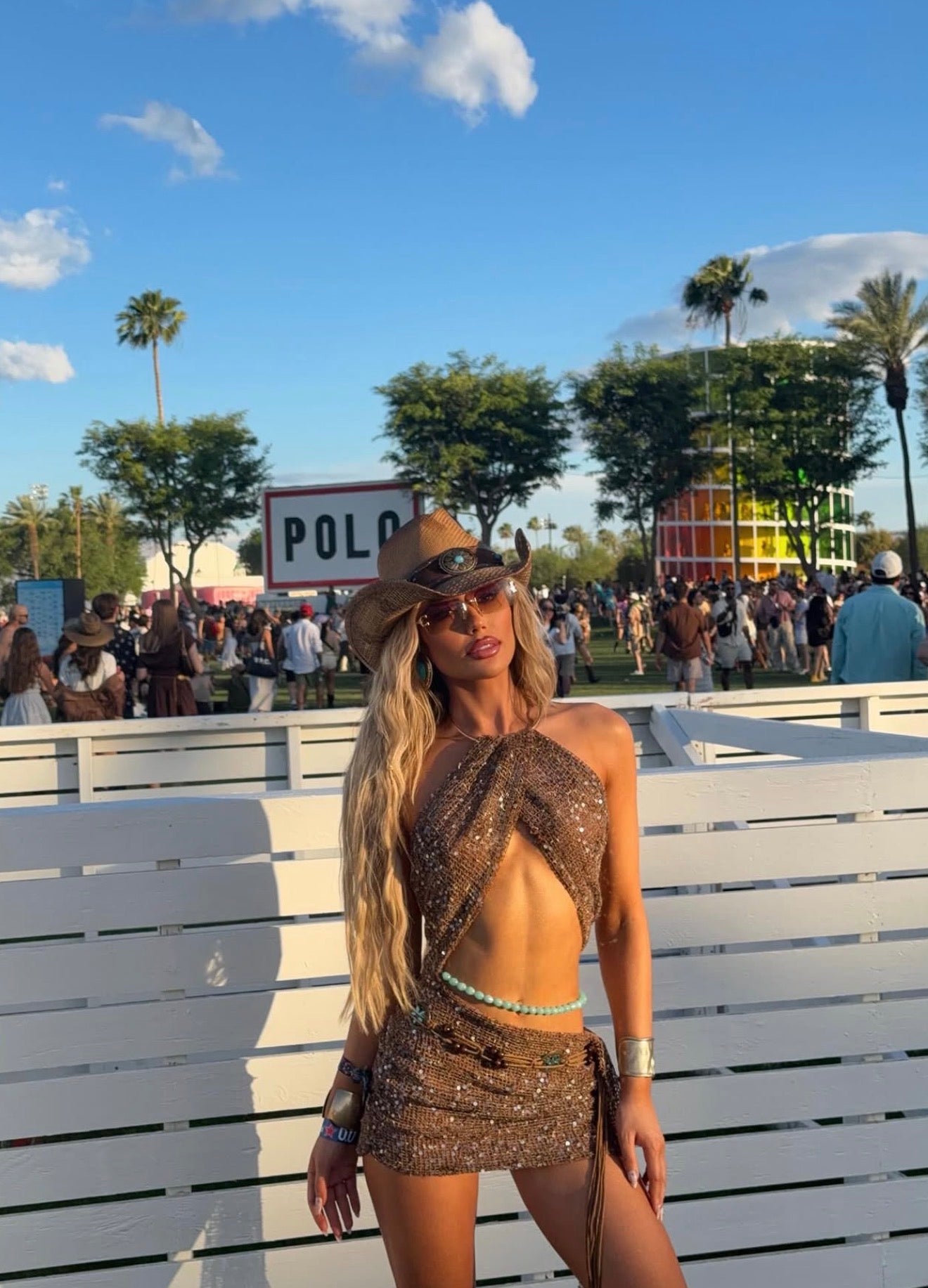 The sequin wrap mini dress - mocha