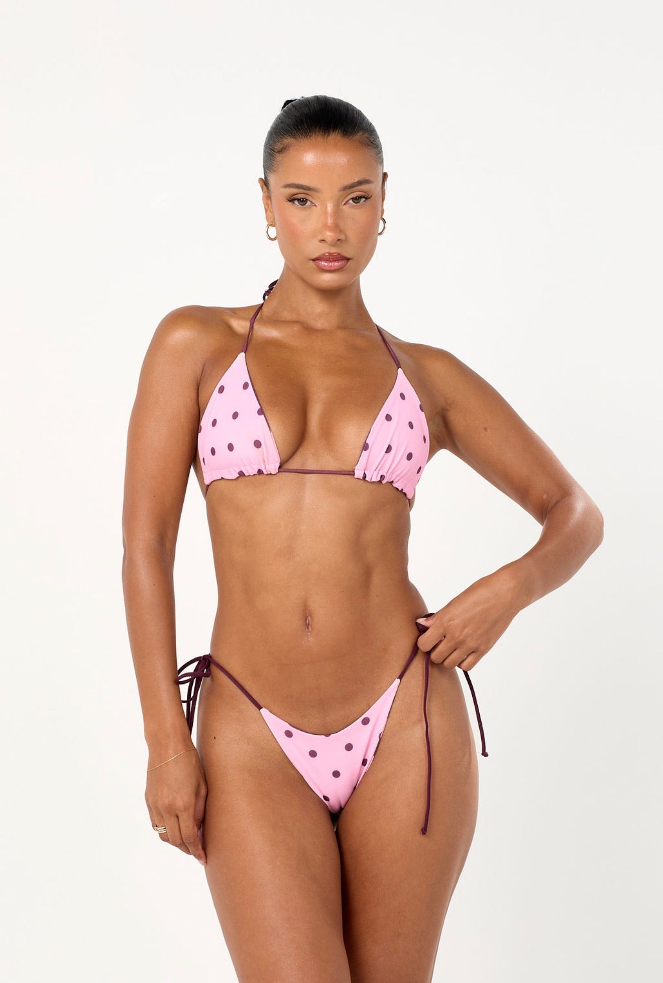 The reversible tan bikini bottoms - pink & purple