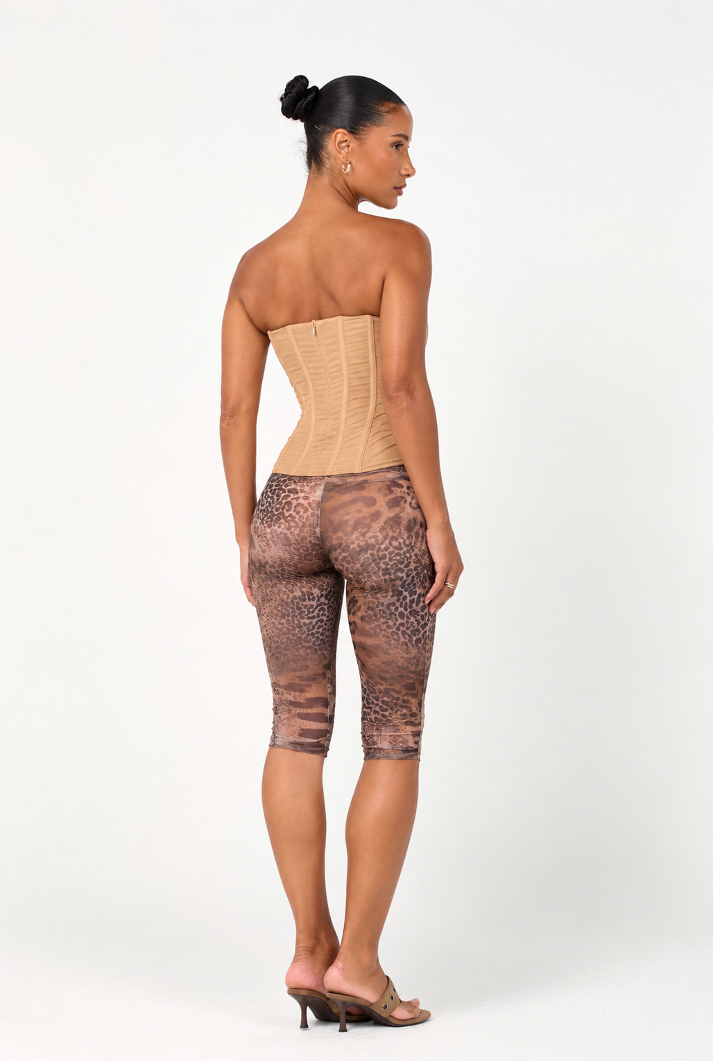The bandeau mesh corset - almond