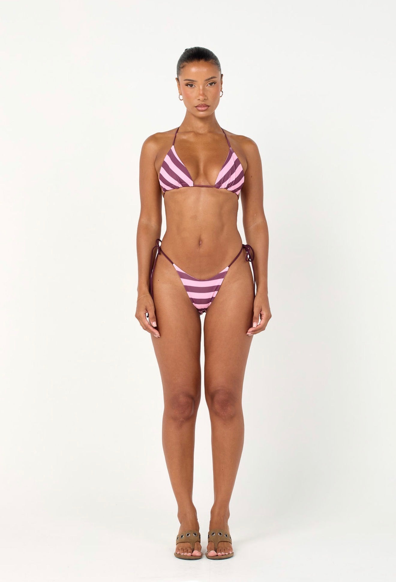 The reversible tan bikini top - pink & purple