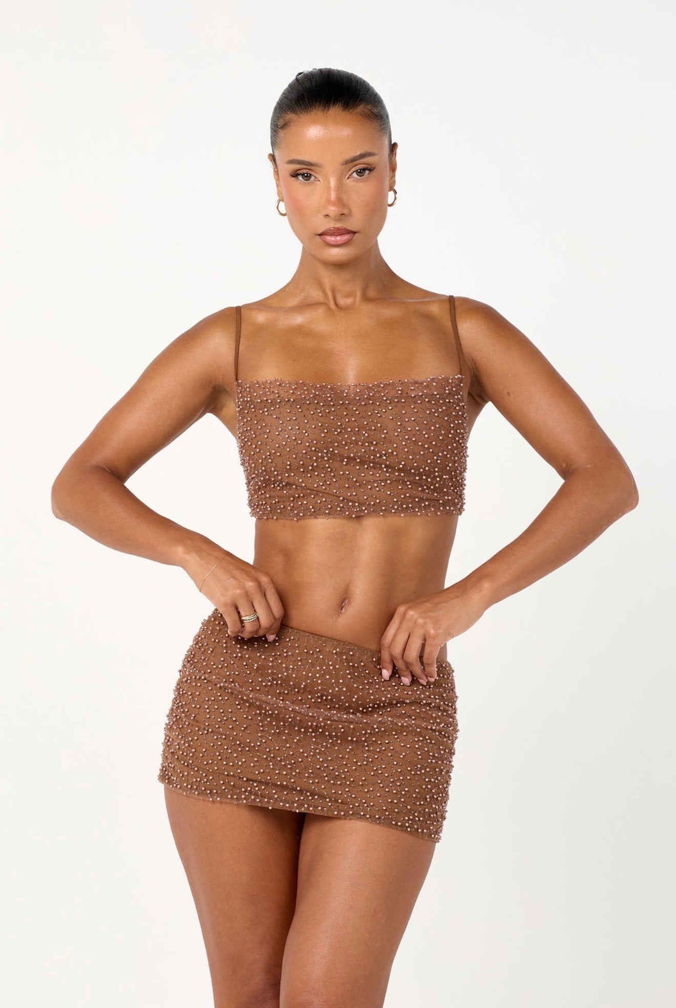 The beaded co ord - mocha