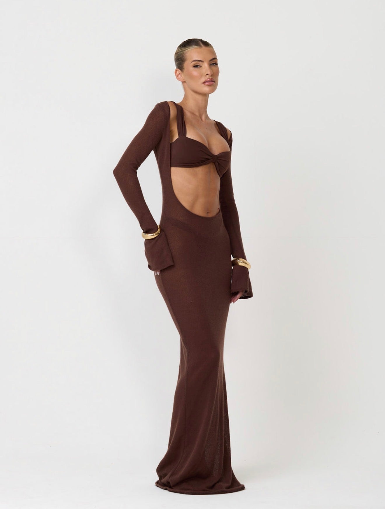 The knitted scoop dress - mocha