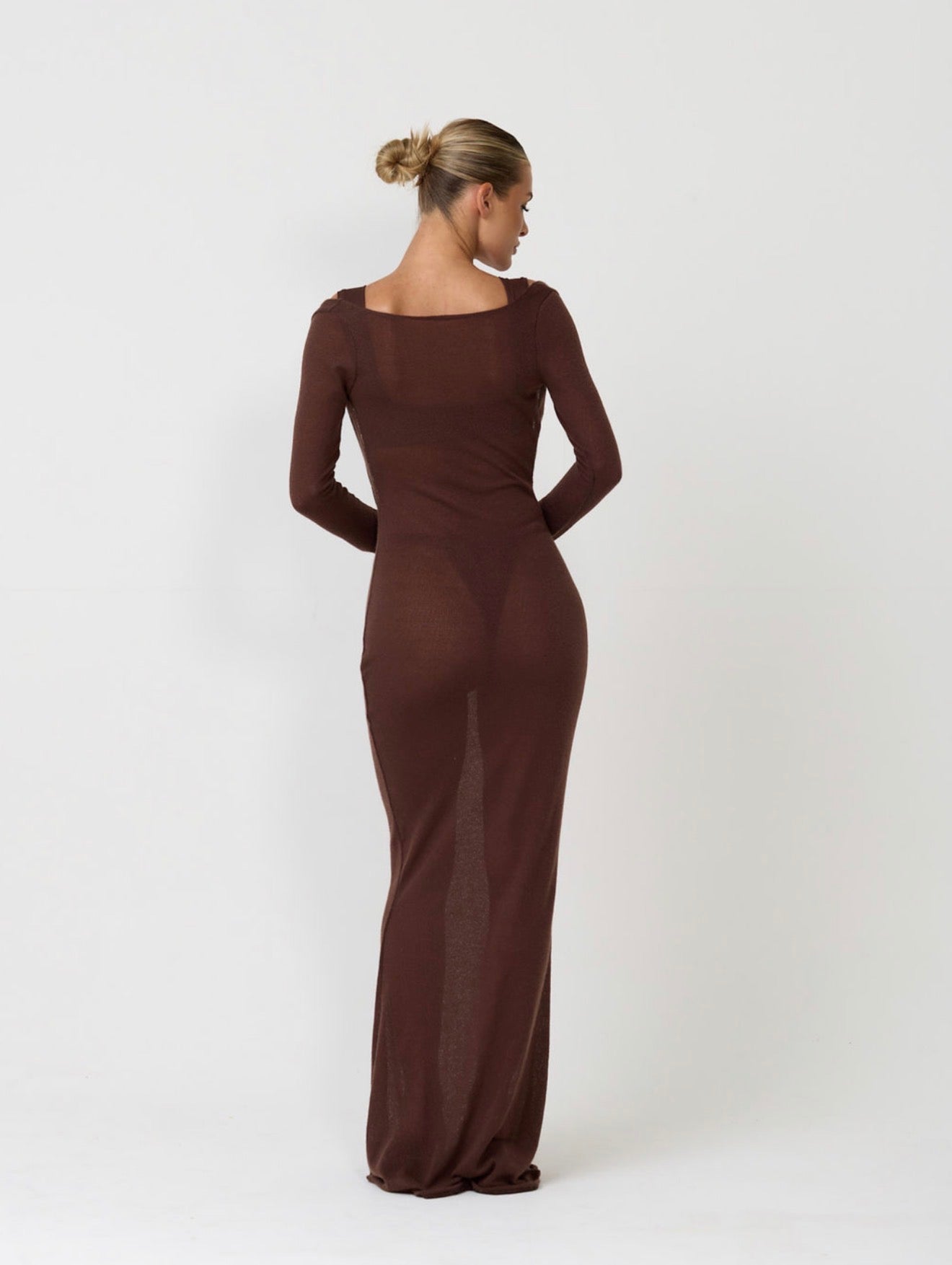 The knitted scoop dress - mocha