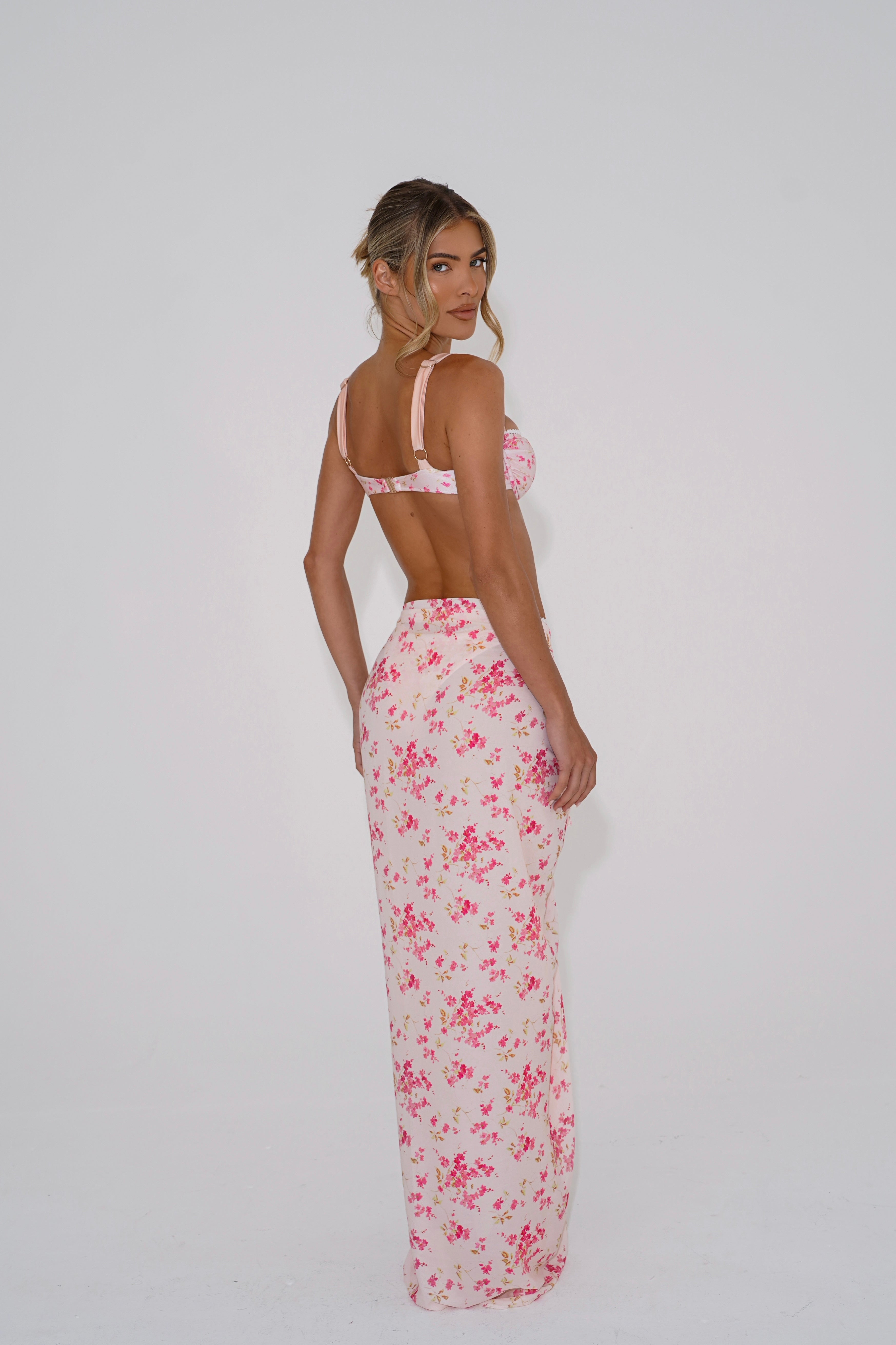 The tie up sarong - pink floral
