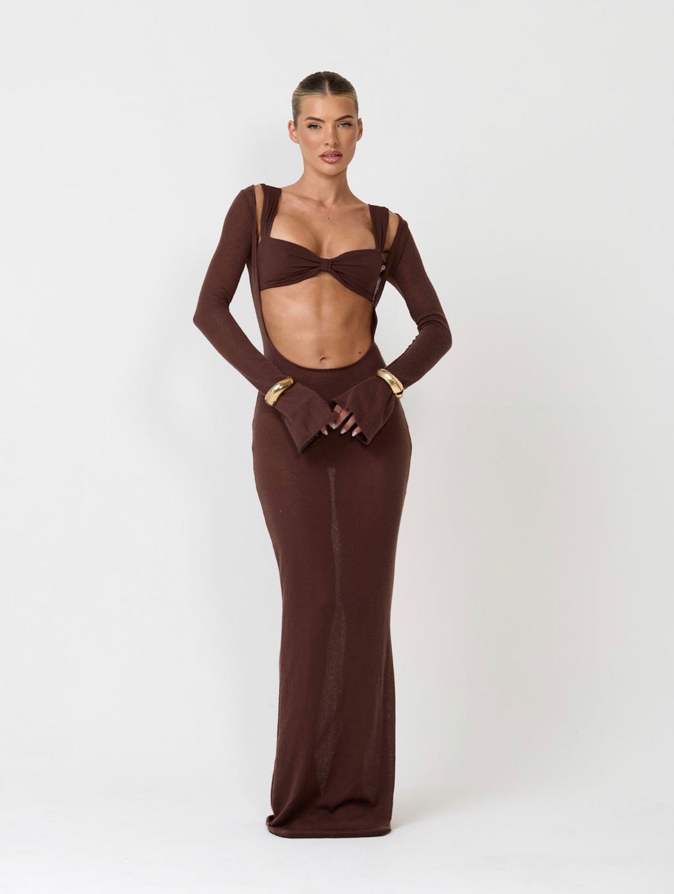 The knitted scoop dress - mocha