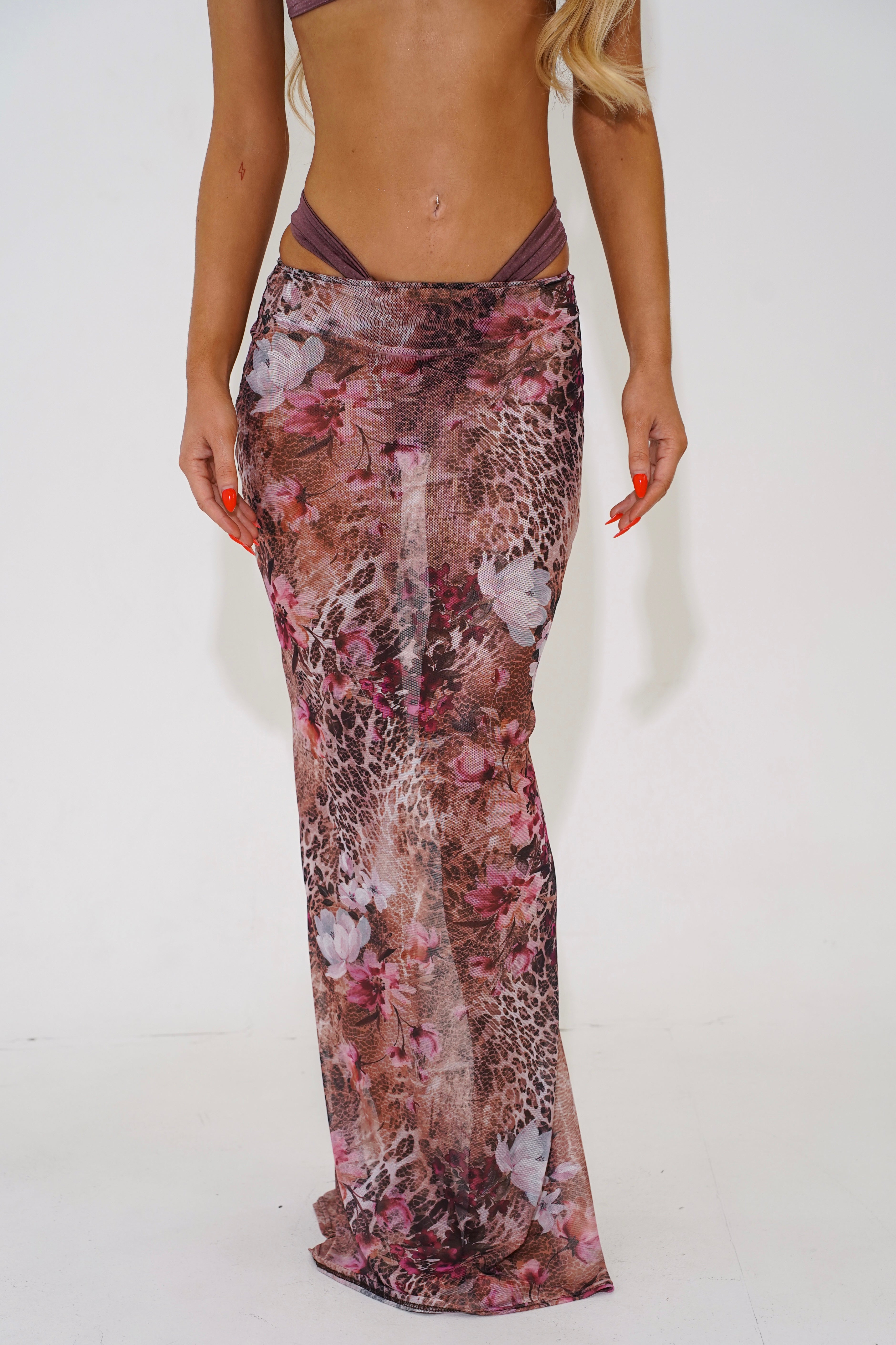 The mesh maxi skirt - mauve