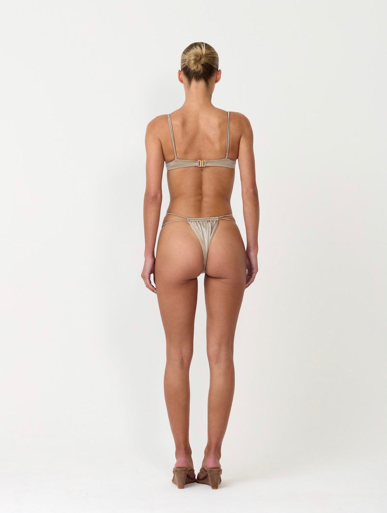 The satin bikini bottoms - taupe