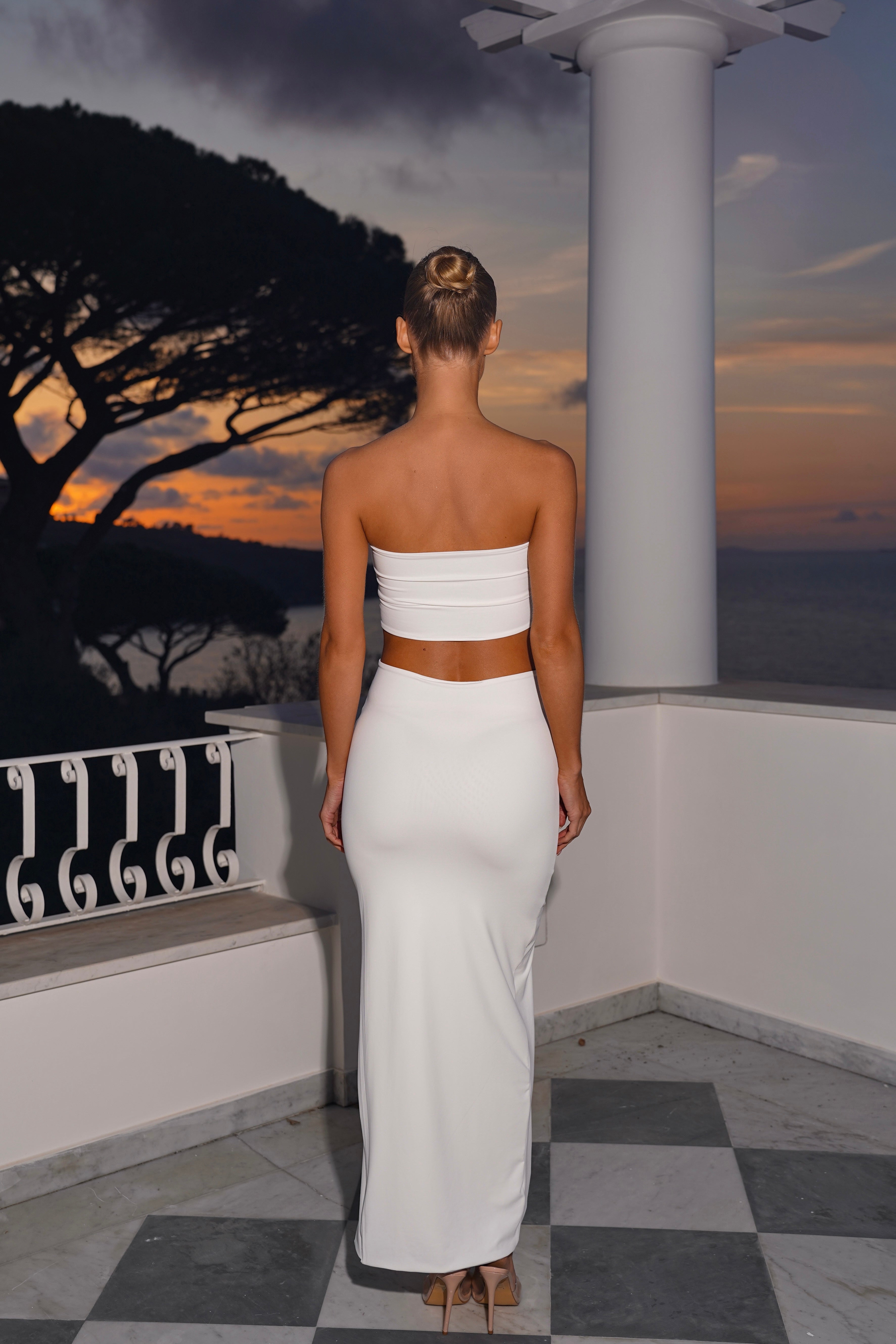 The split tassel maxi skirt - white