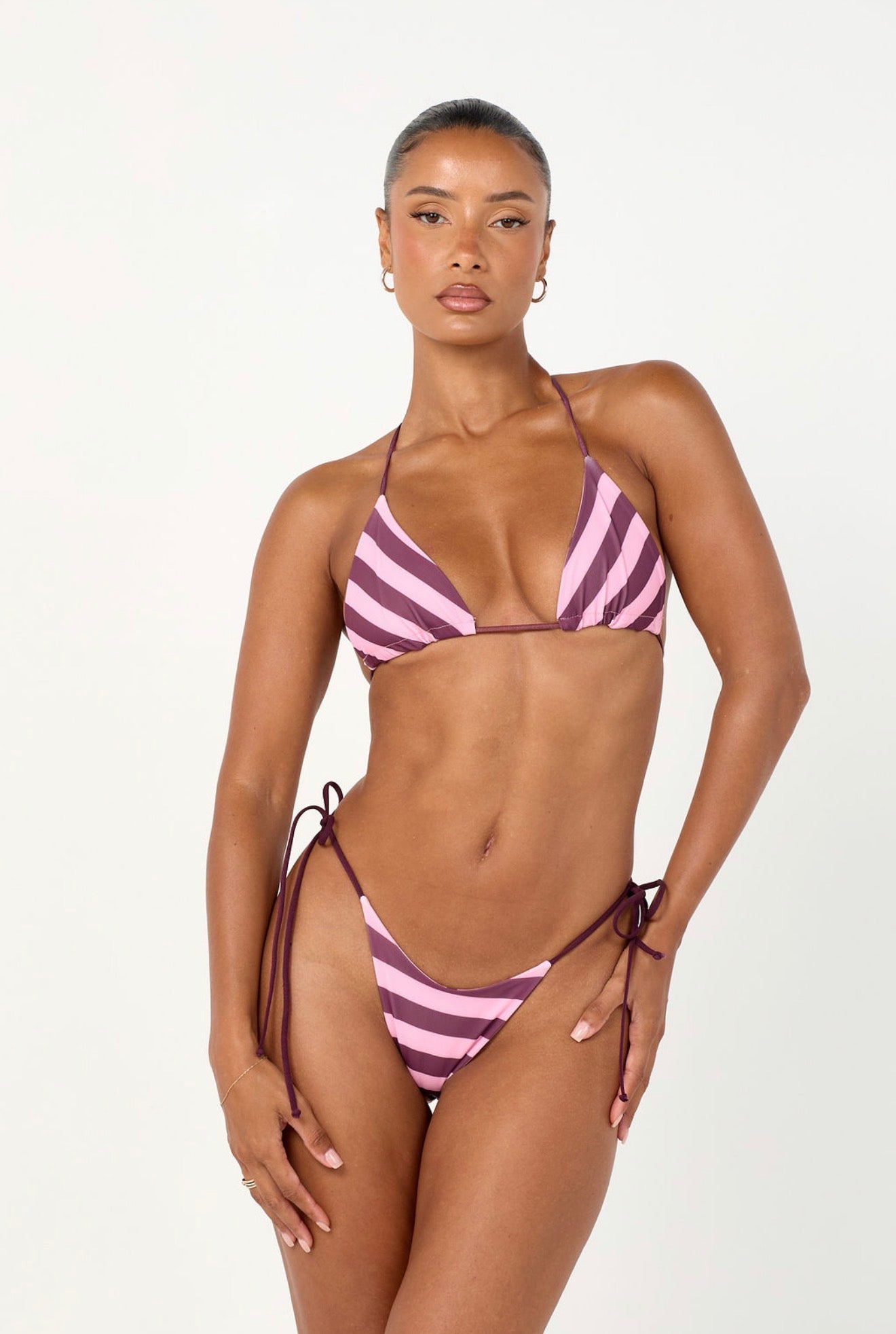 The reversible tan bikini top - pink & purple