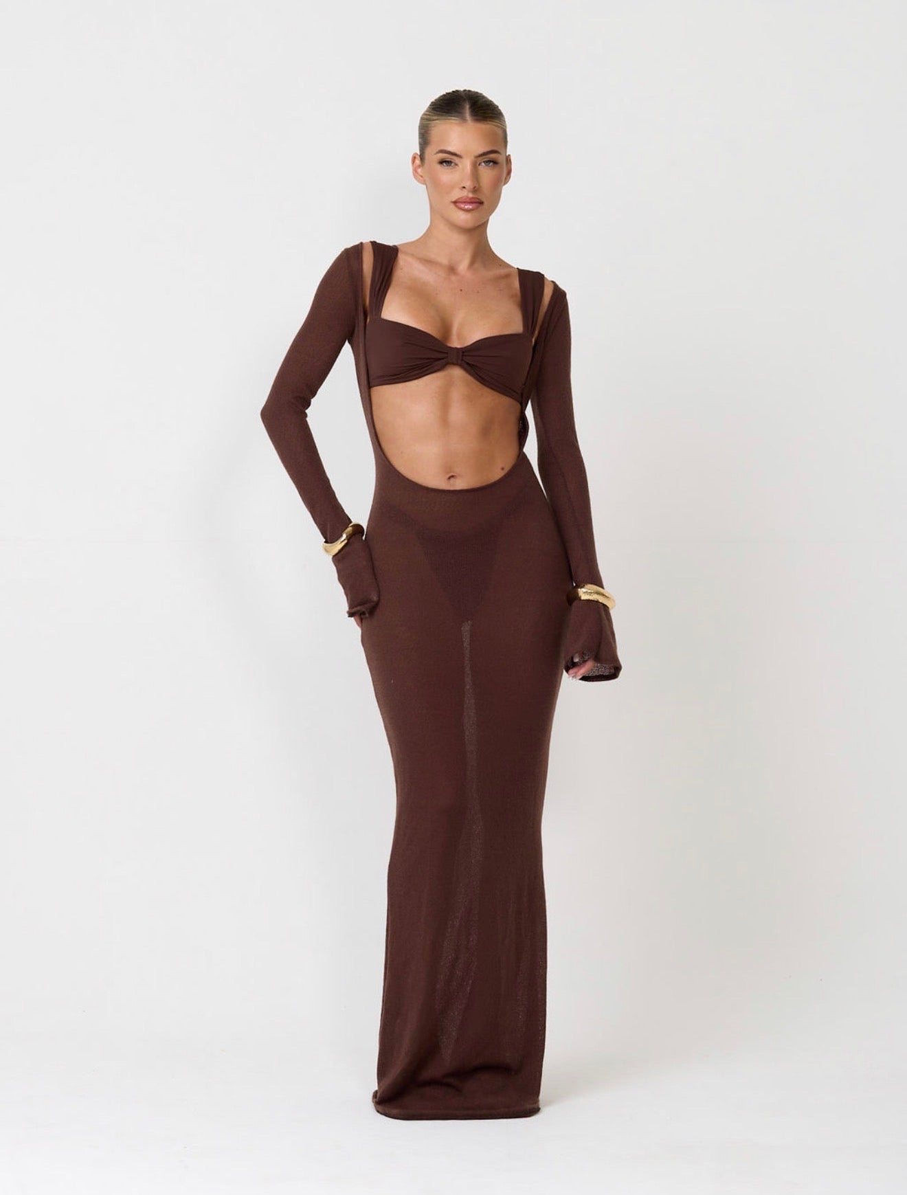 The knitted scoop dress - mocha