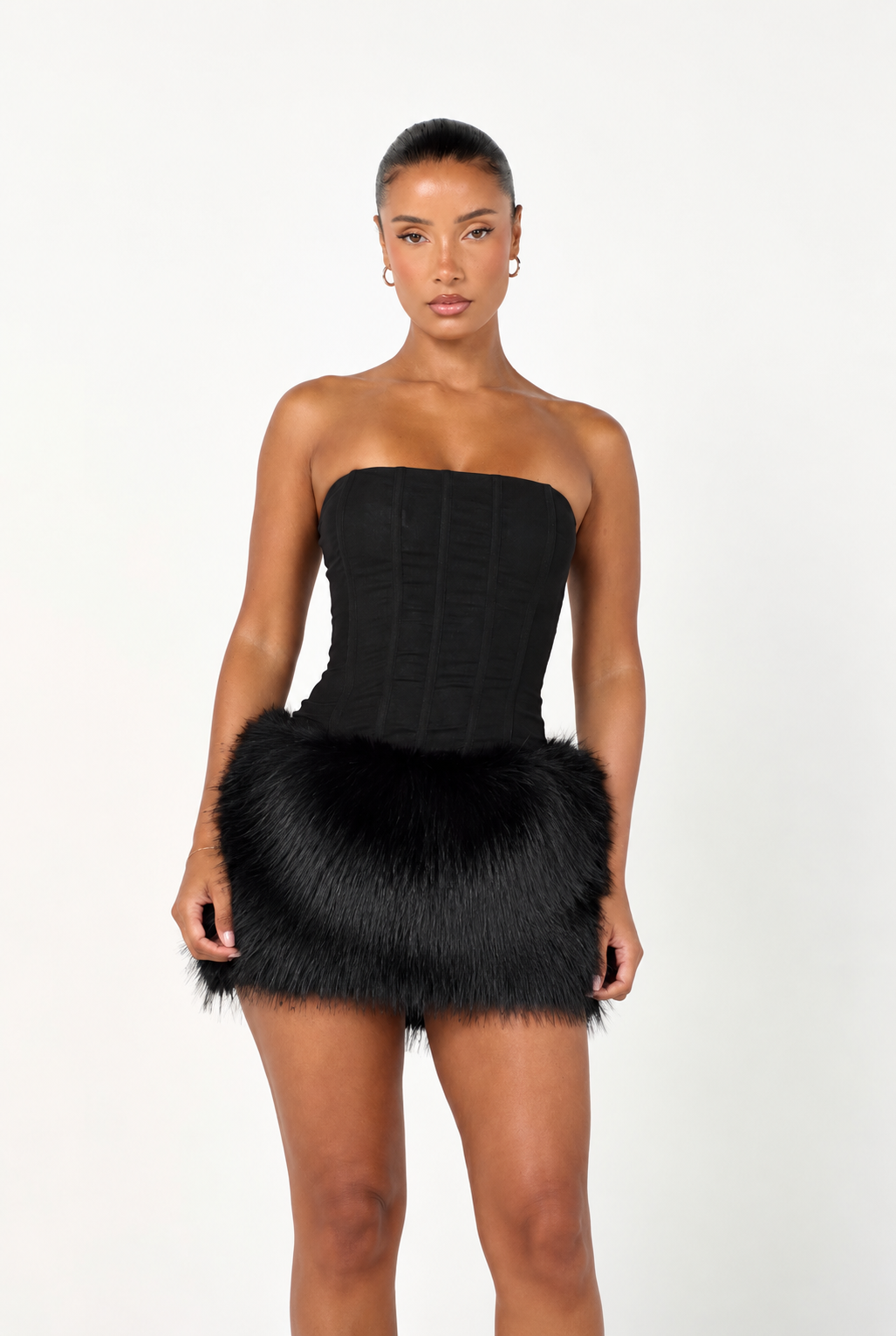 The bandeau mesh corset - midnight black