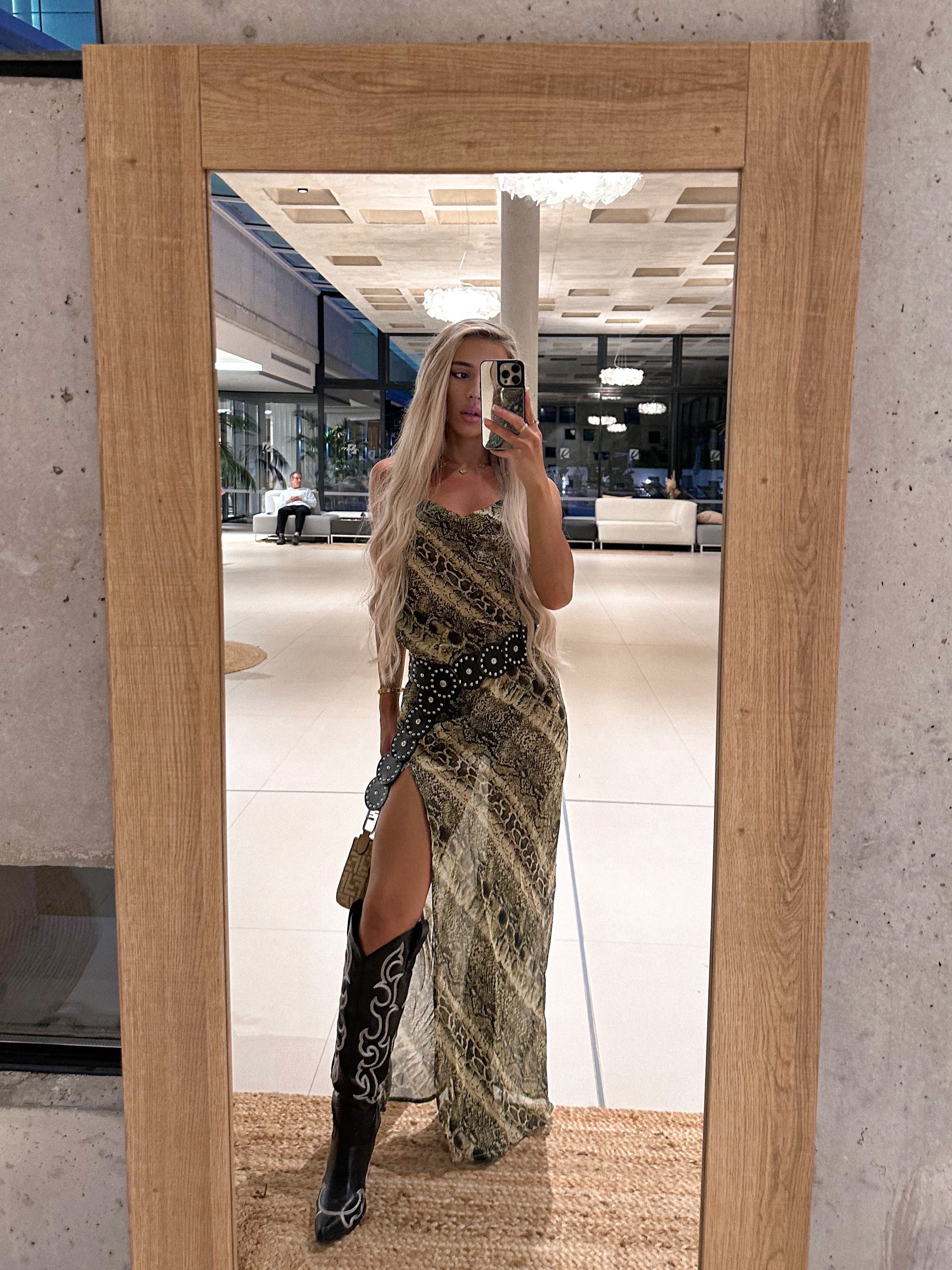 The snake print maxi - green