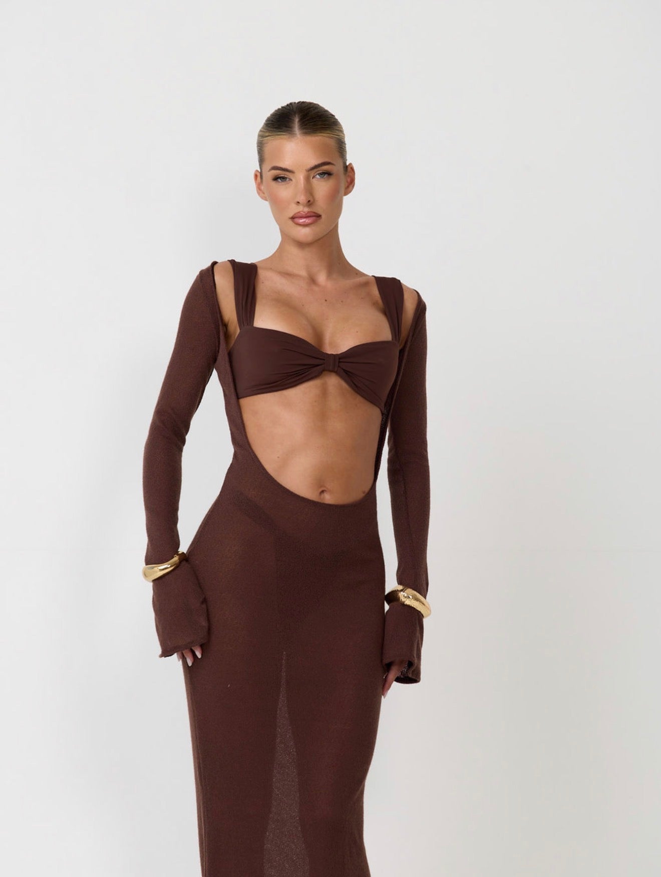 The knitted scoop dress - mocha