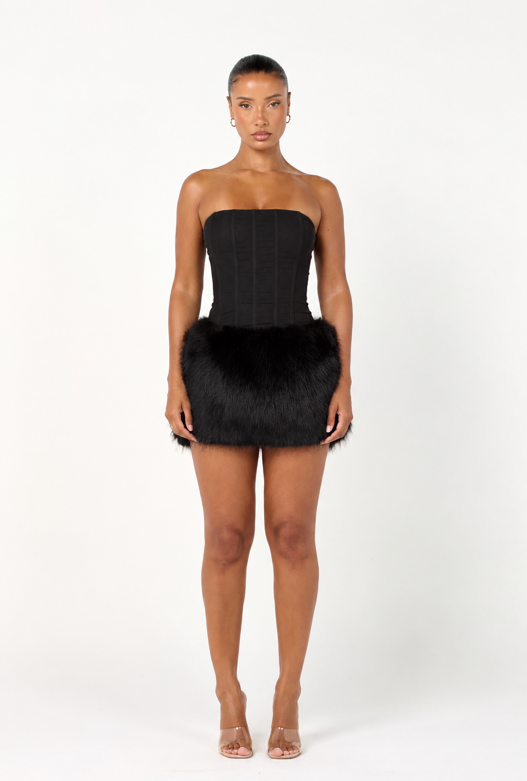 The faux fur mini skirt - midnight black [pre-order]