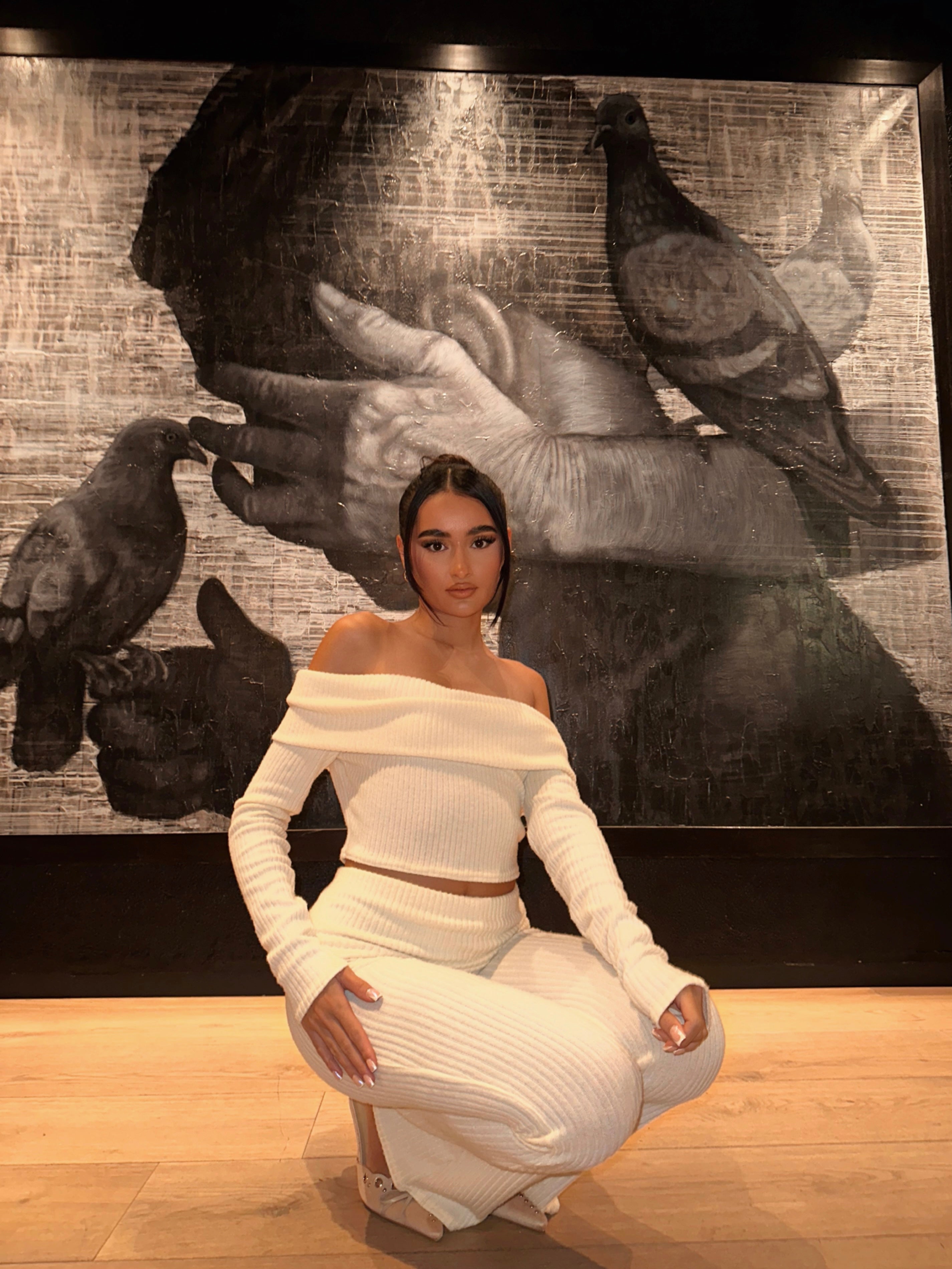 The fold over knitted top - cream