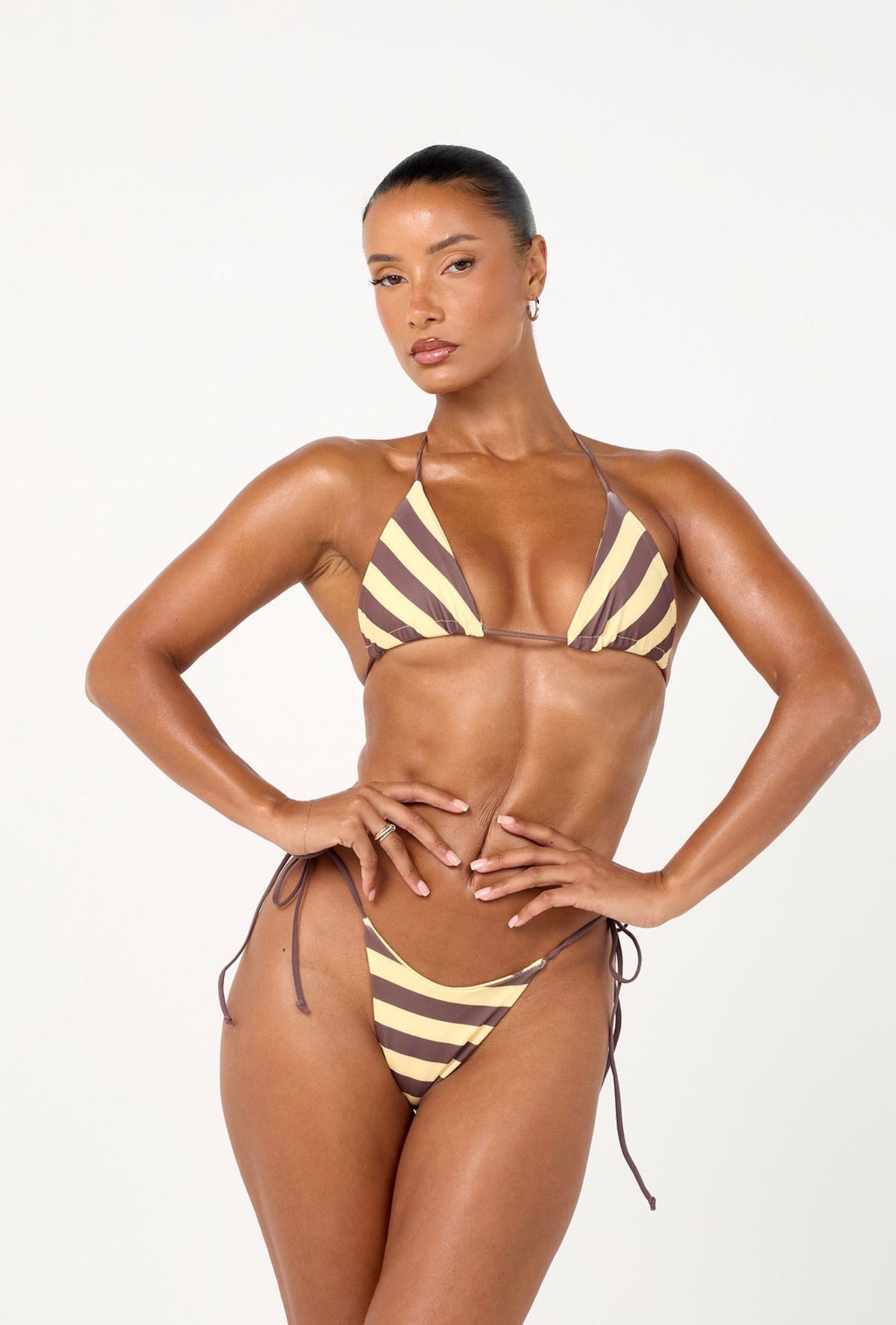 The reversible tan bikini bottoms - yellow & brown
