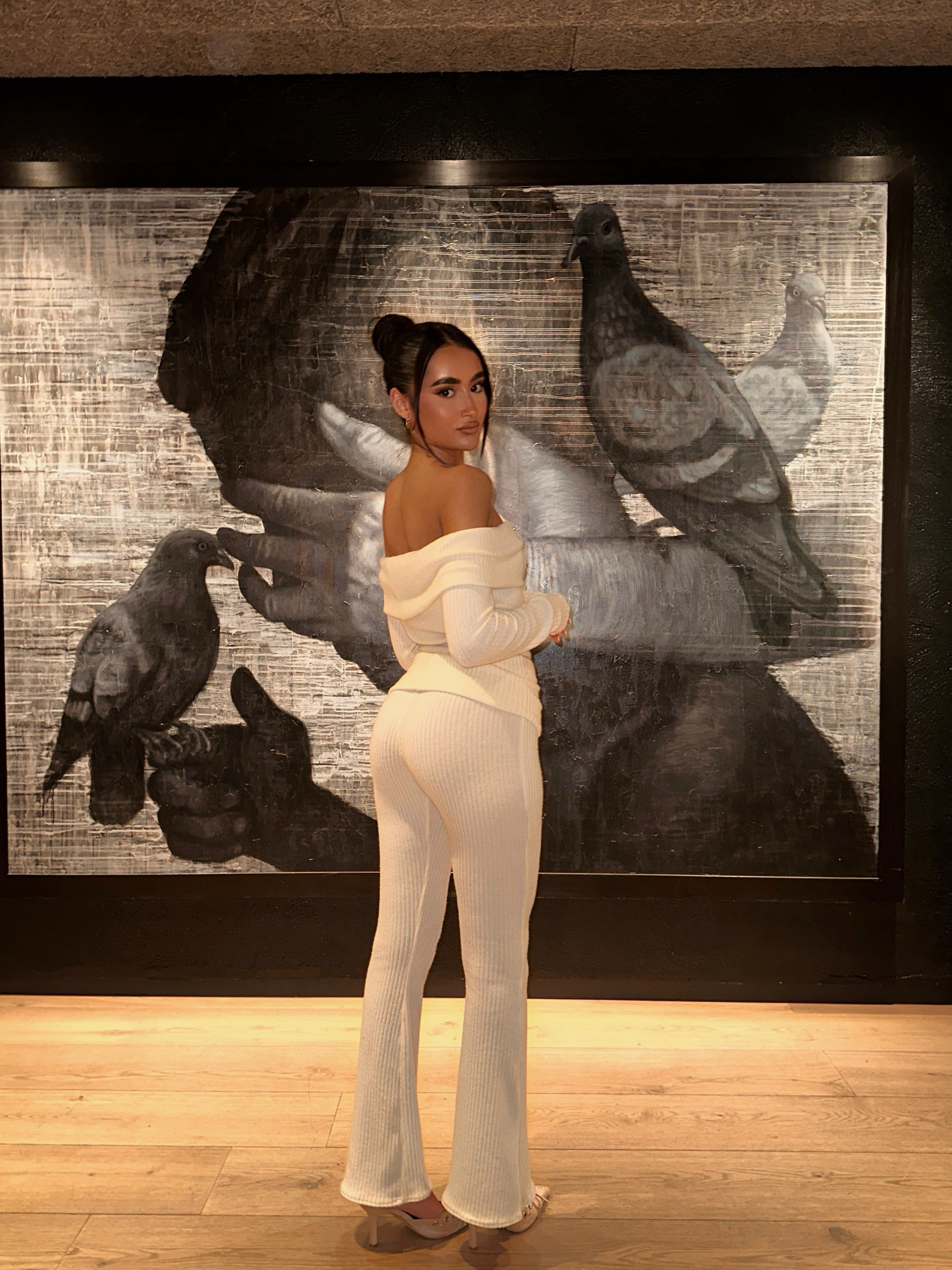 The fold over knitted top - cream