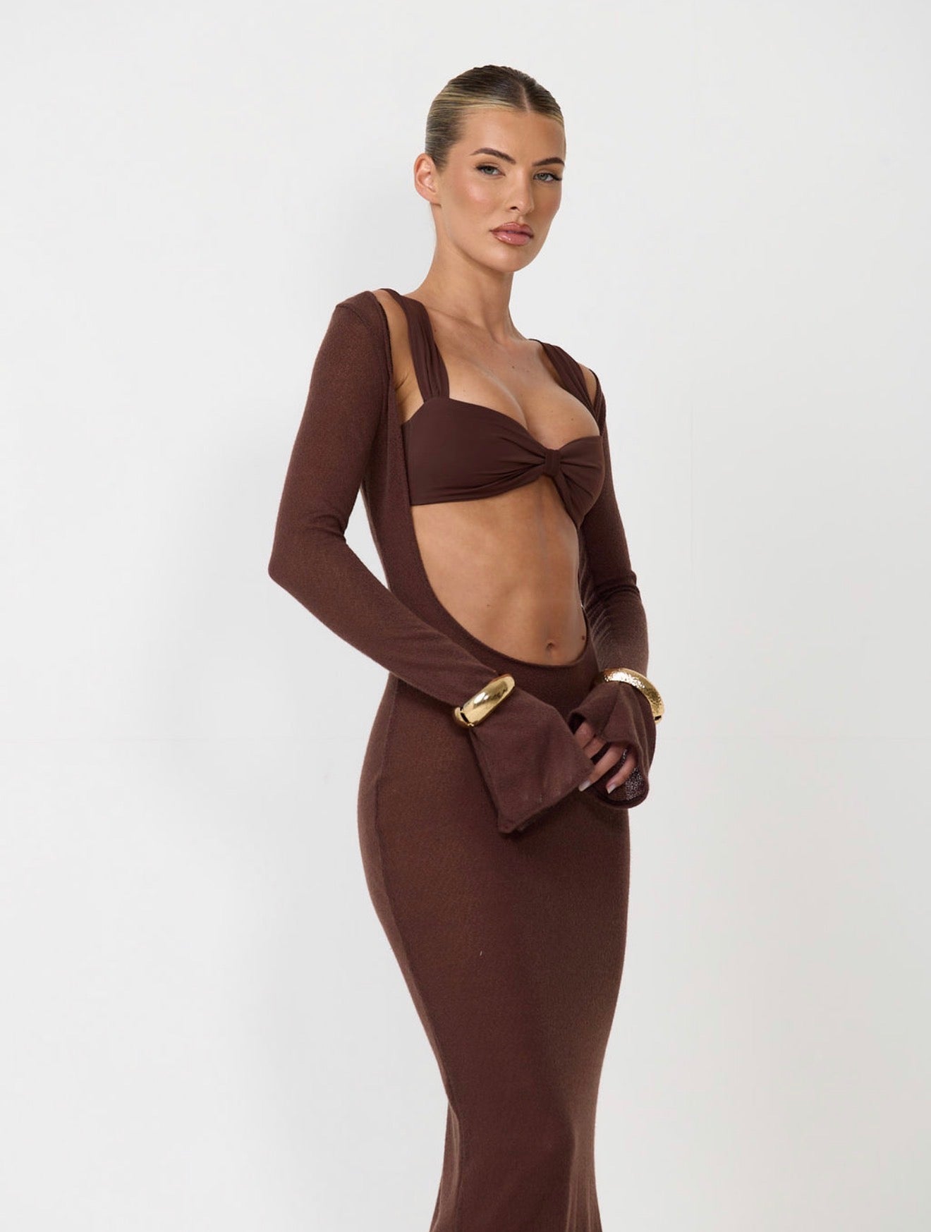 The knitted scoop dress - mocha