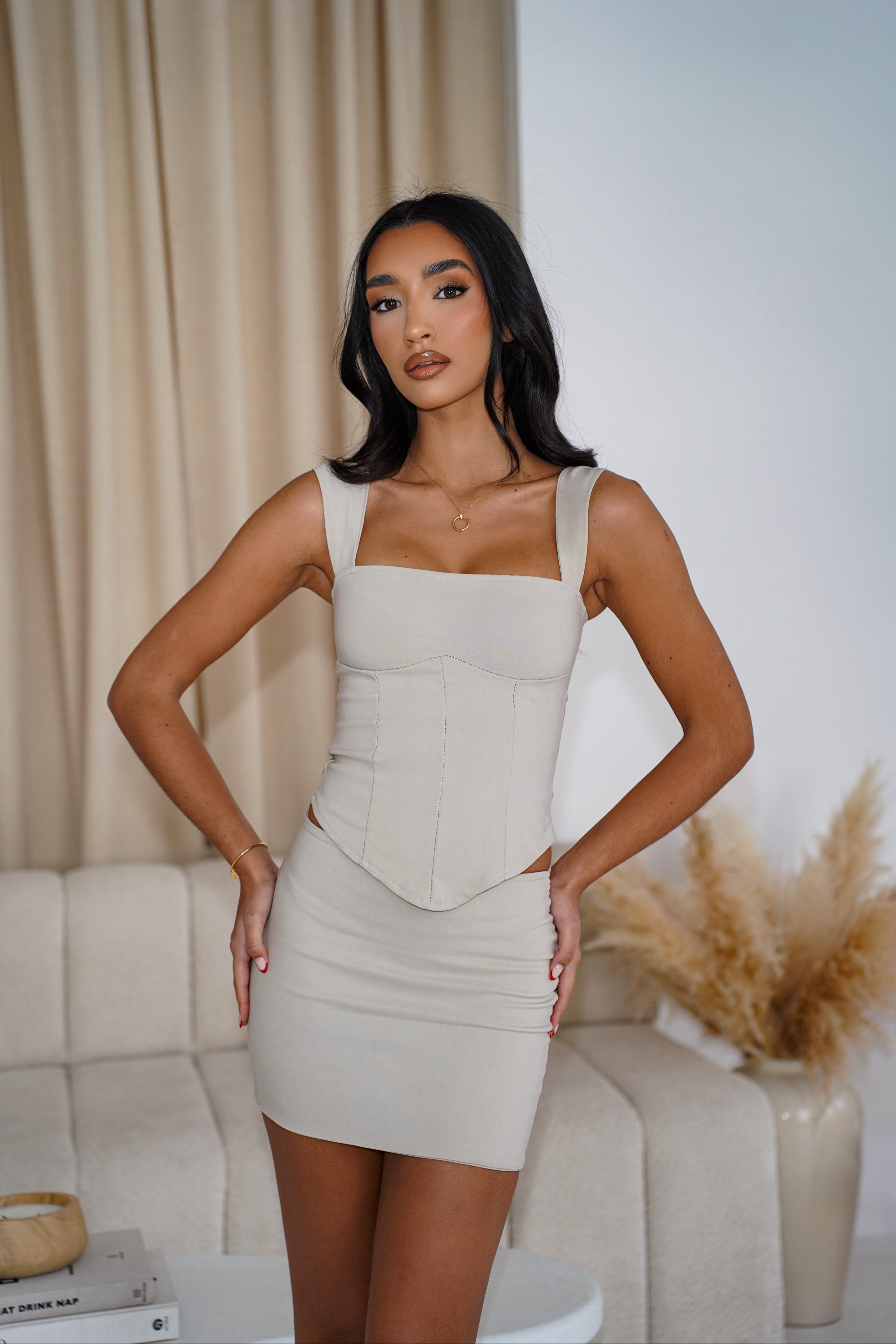 The woven structured corset - beige