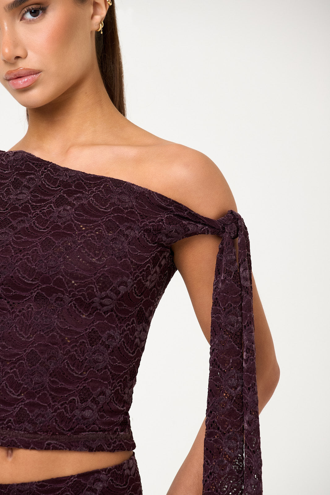 The roselle lace top - plum