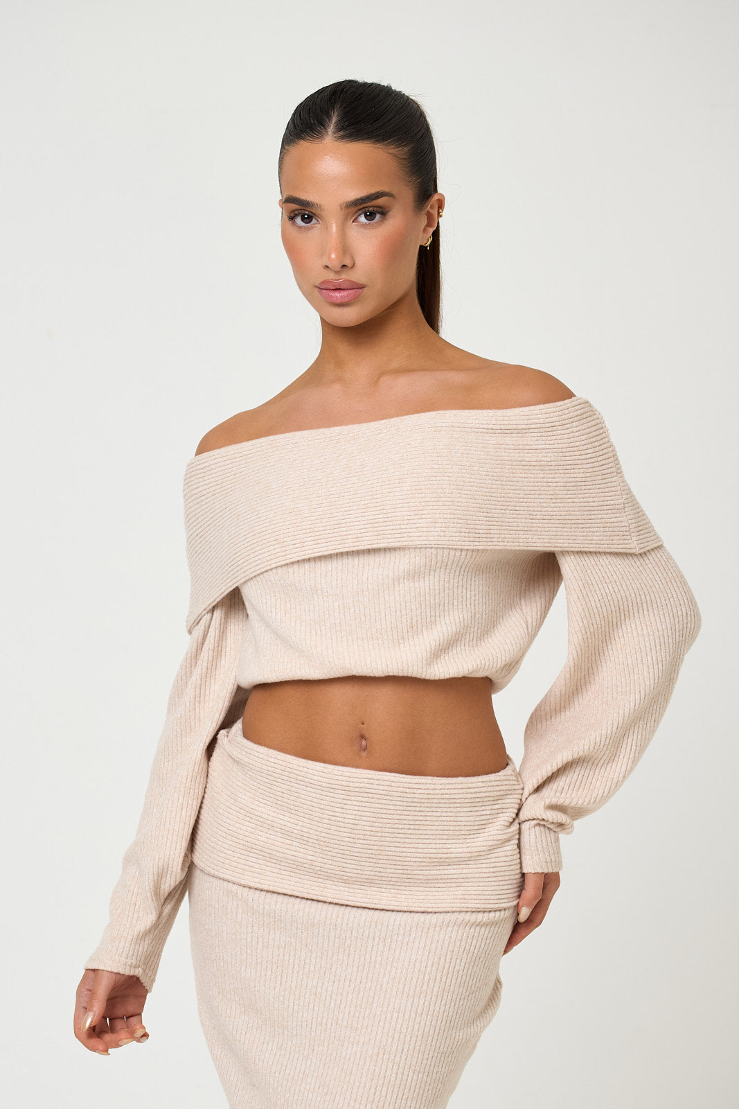 The serene knit maxi skirt - cream