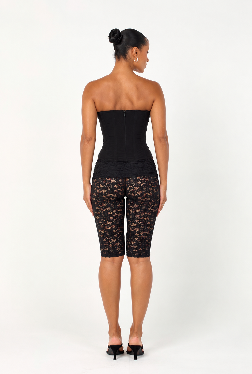 The fold over lace capri - midnight black [pre-order]