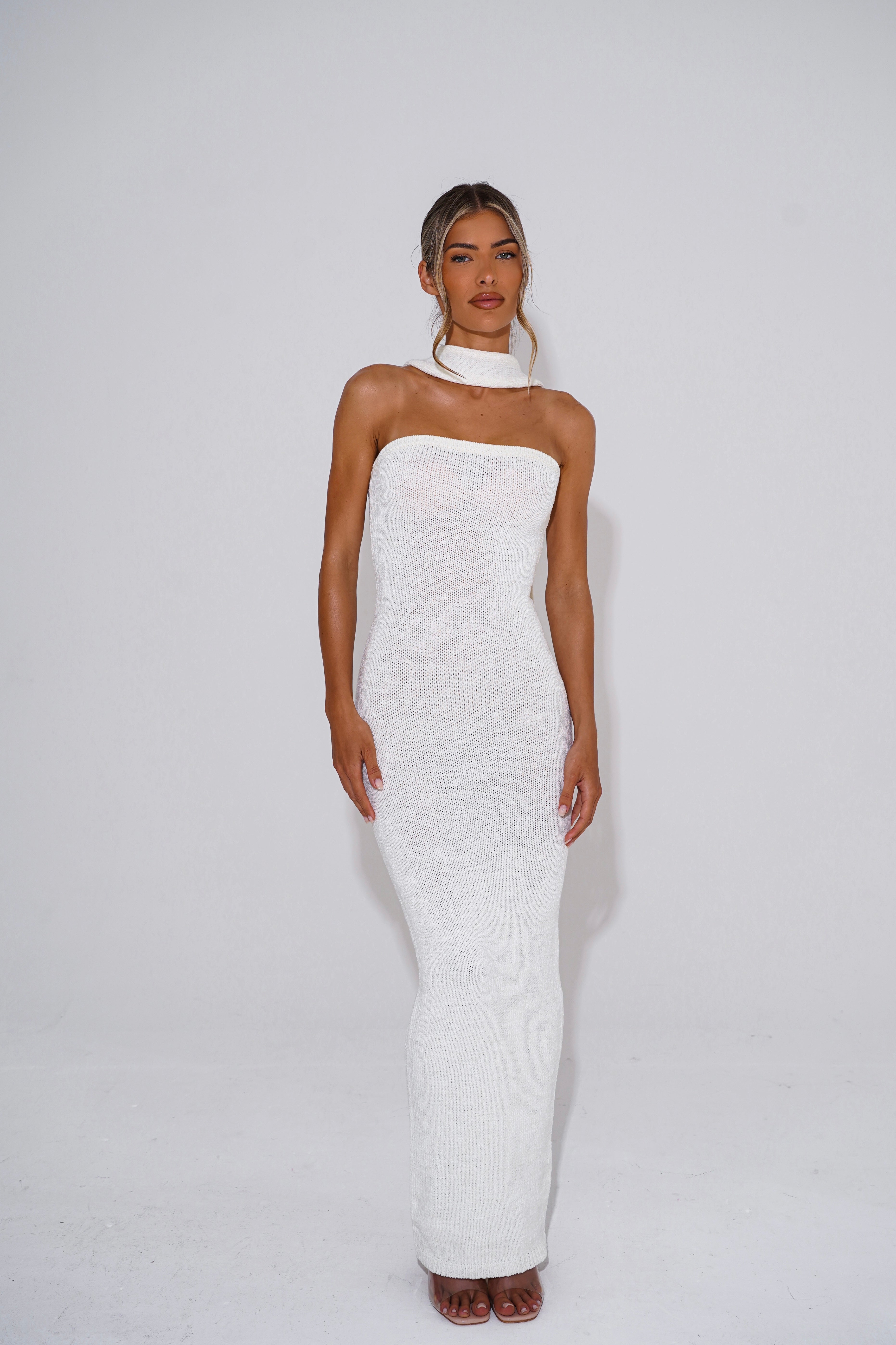 The knit bandeau maxi - white