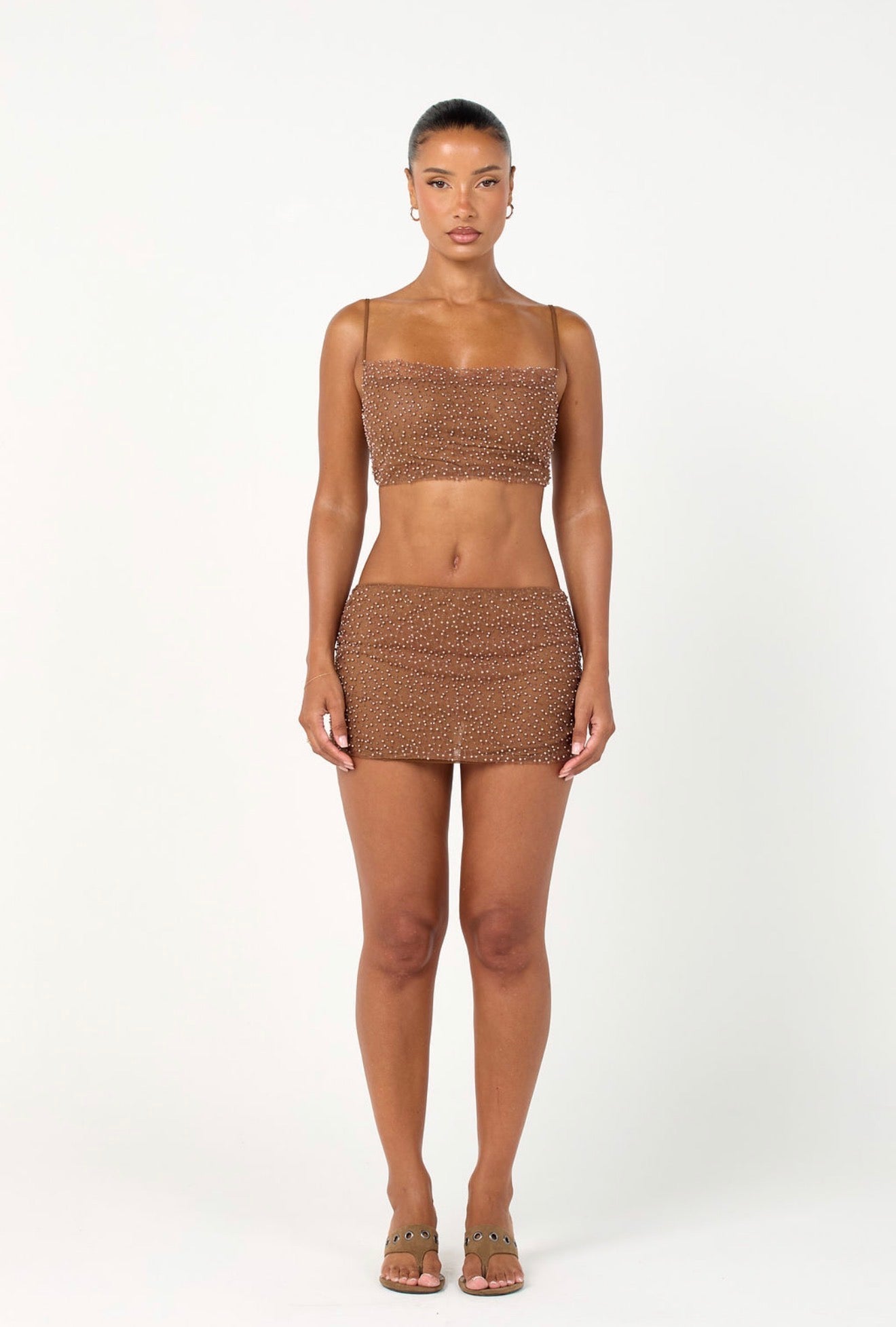 The beaded co ord - mocha