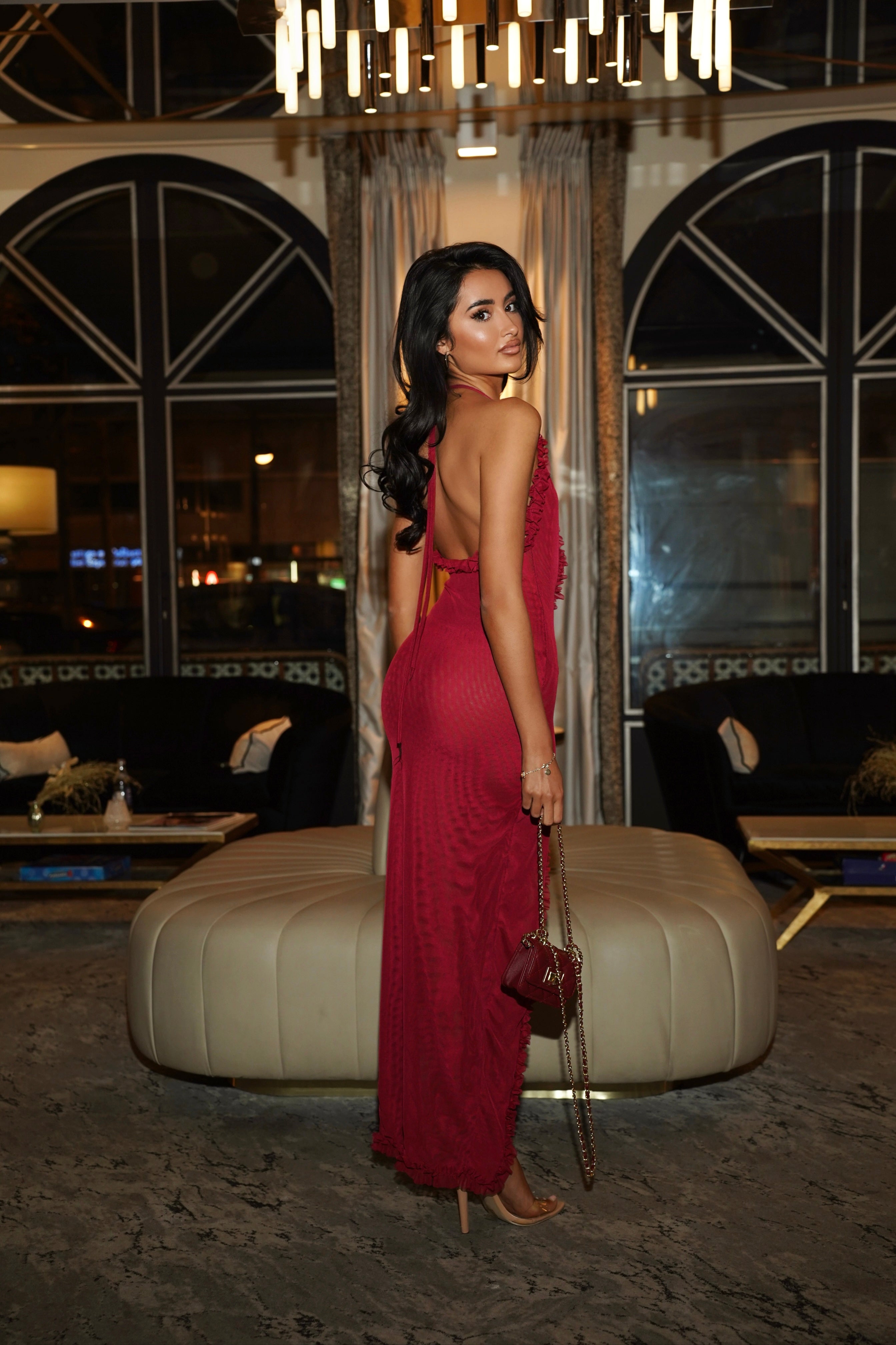 The ruffle trim maxi - wine