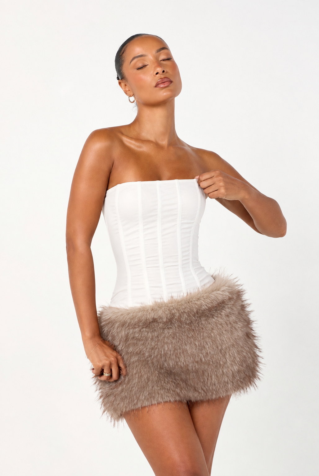 The bandeau mesh corset - blanc