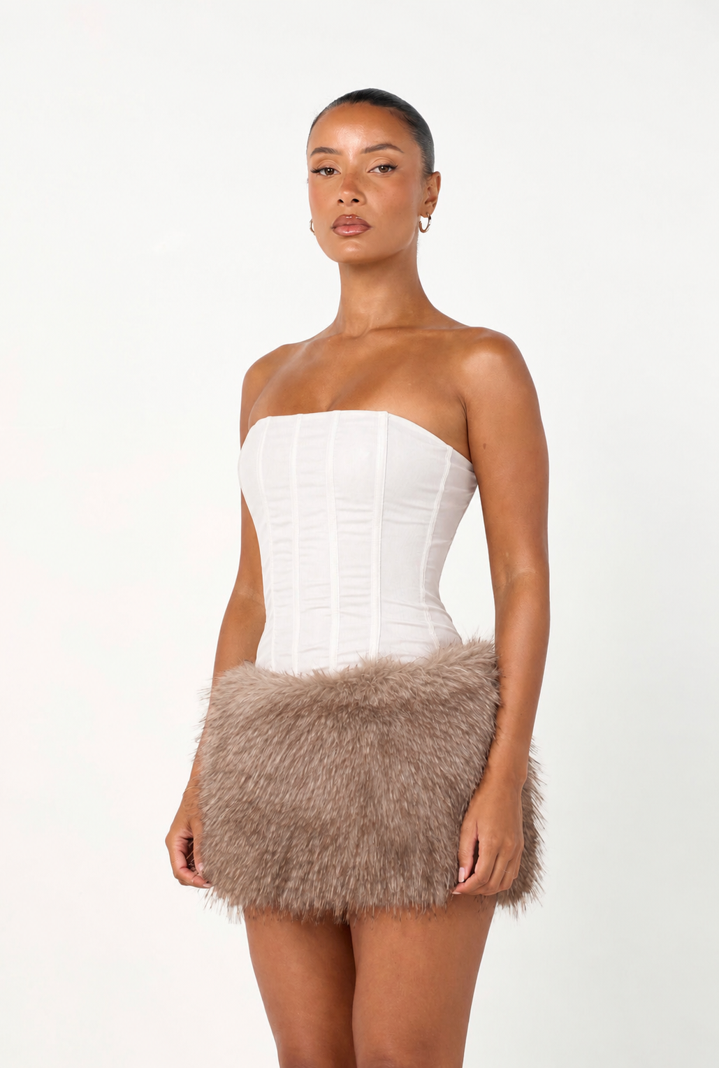 The bandeau mesh corset - blanc