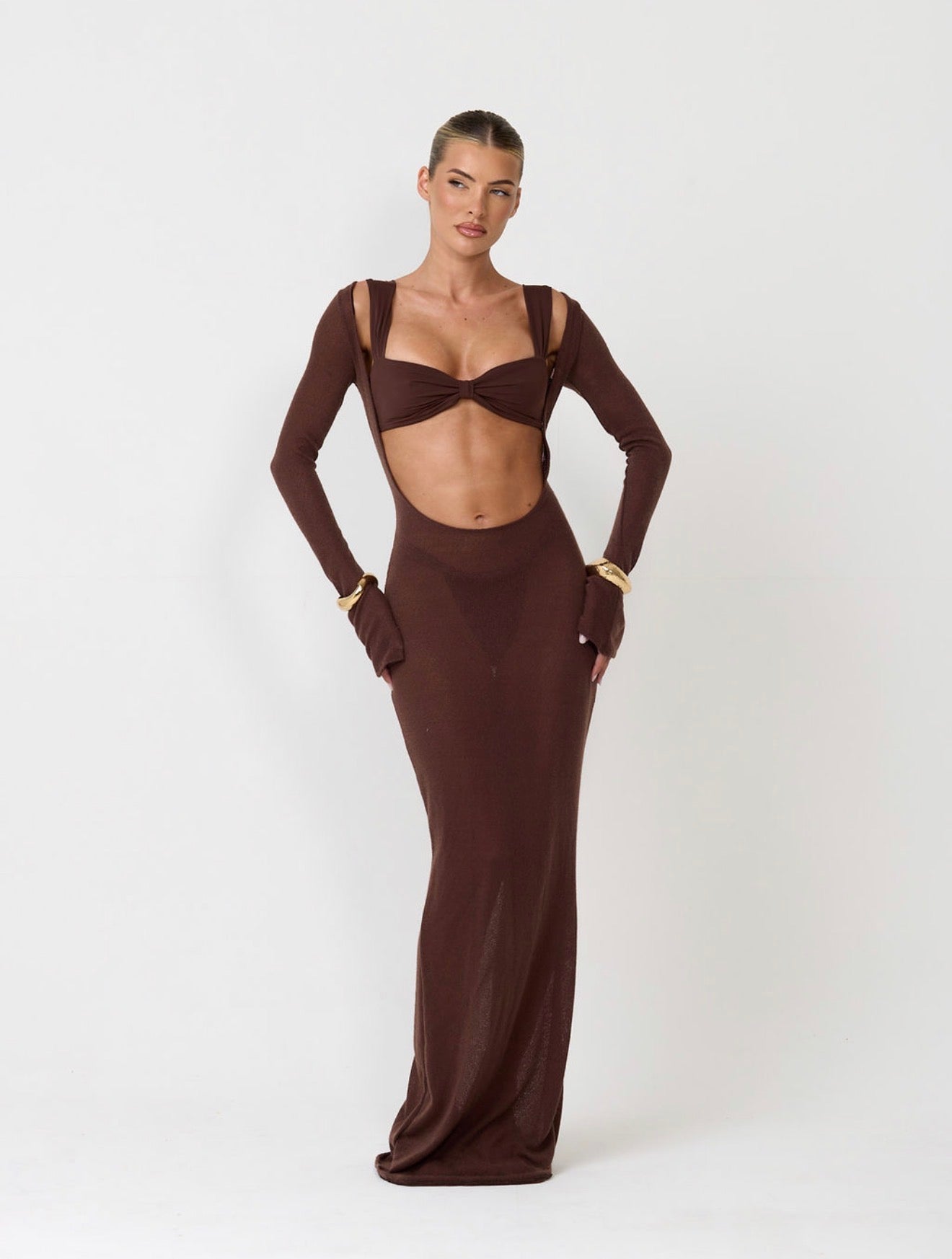 The knitted scoop dress - mocha