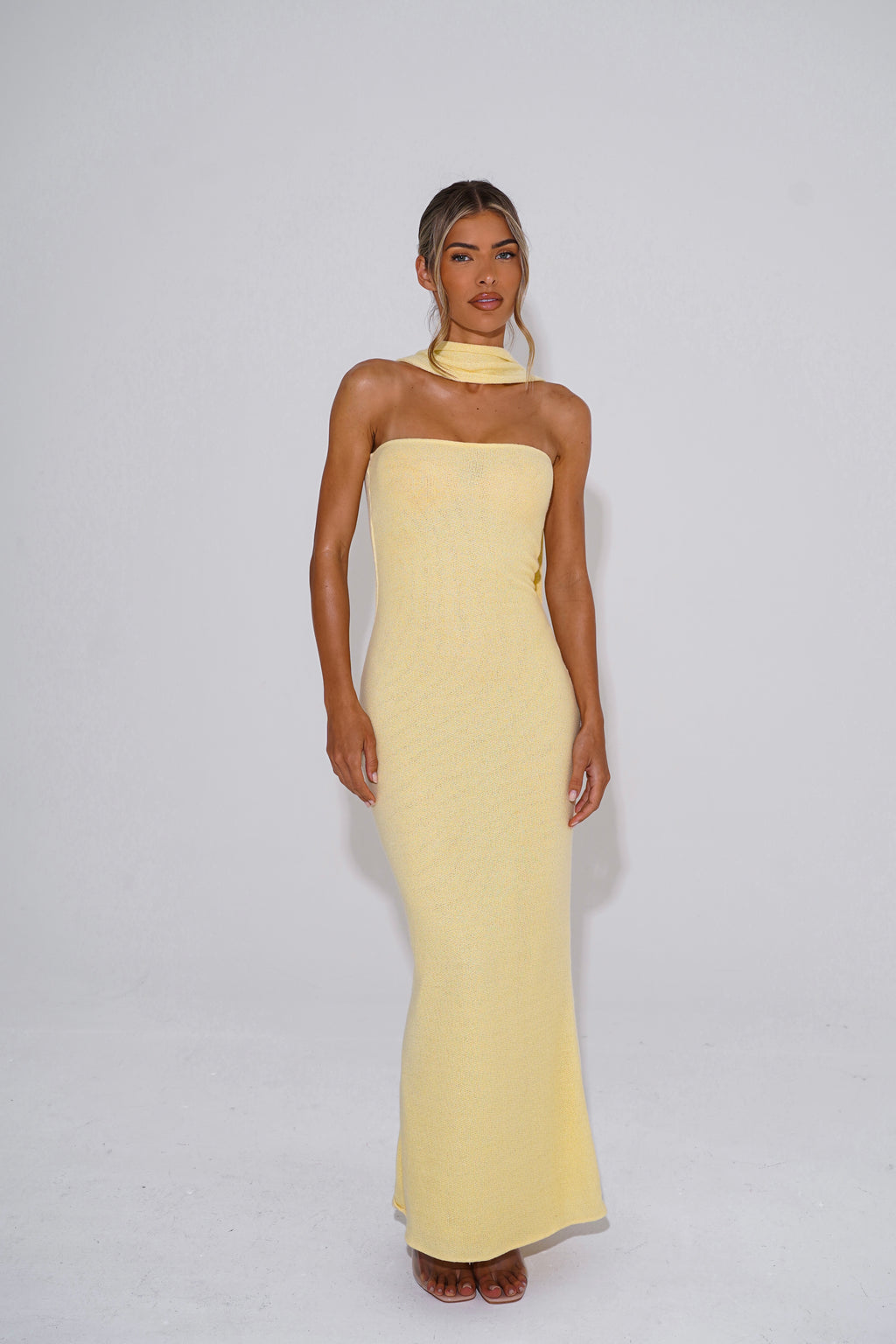 beige knitted maxi dress Petal and Pup Alison Long Sleeve Maxi Dress main image 0