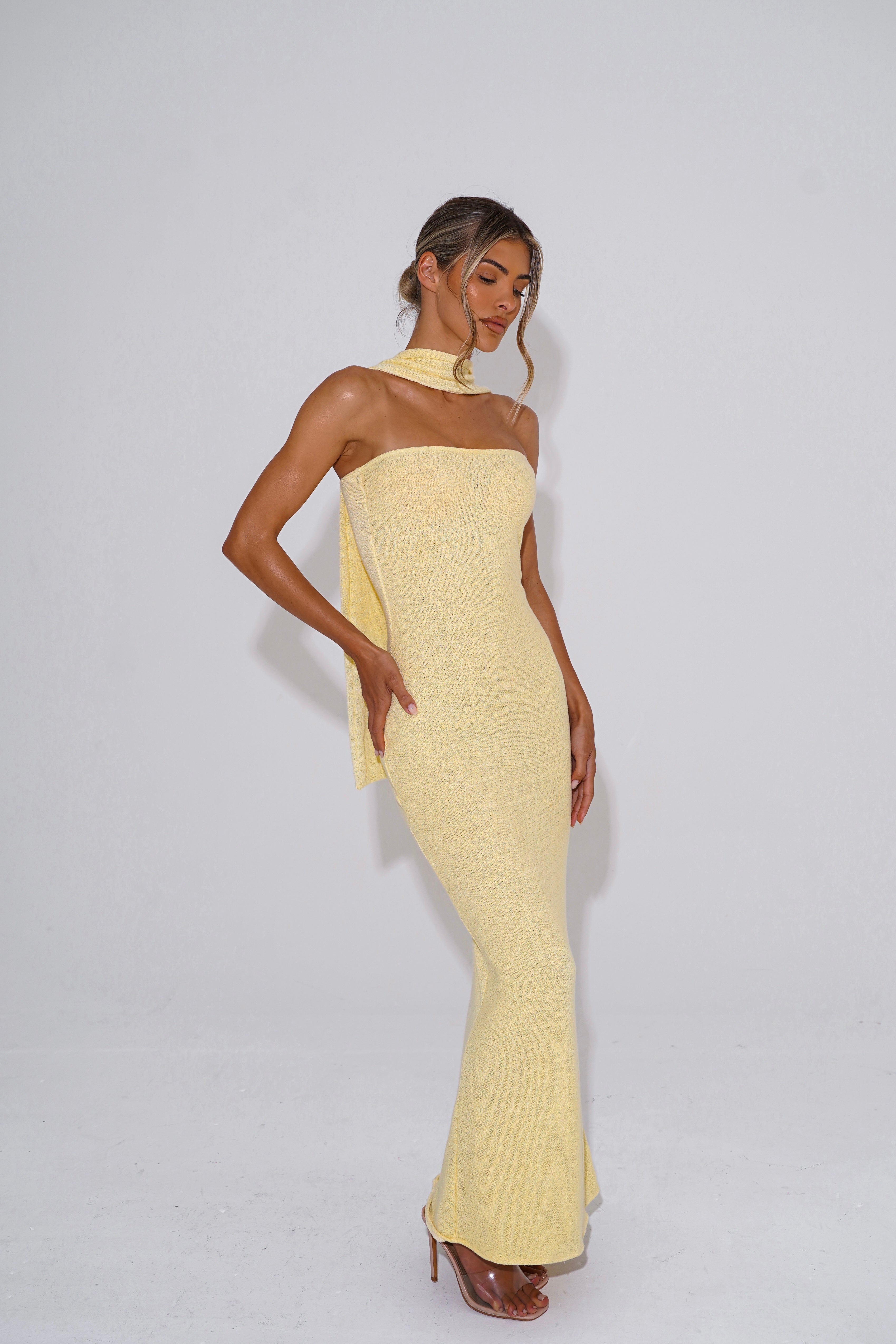 The knit bandeau maxi - lemon