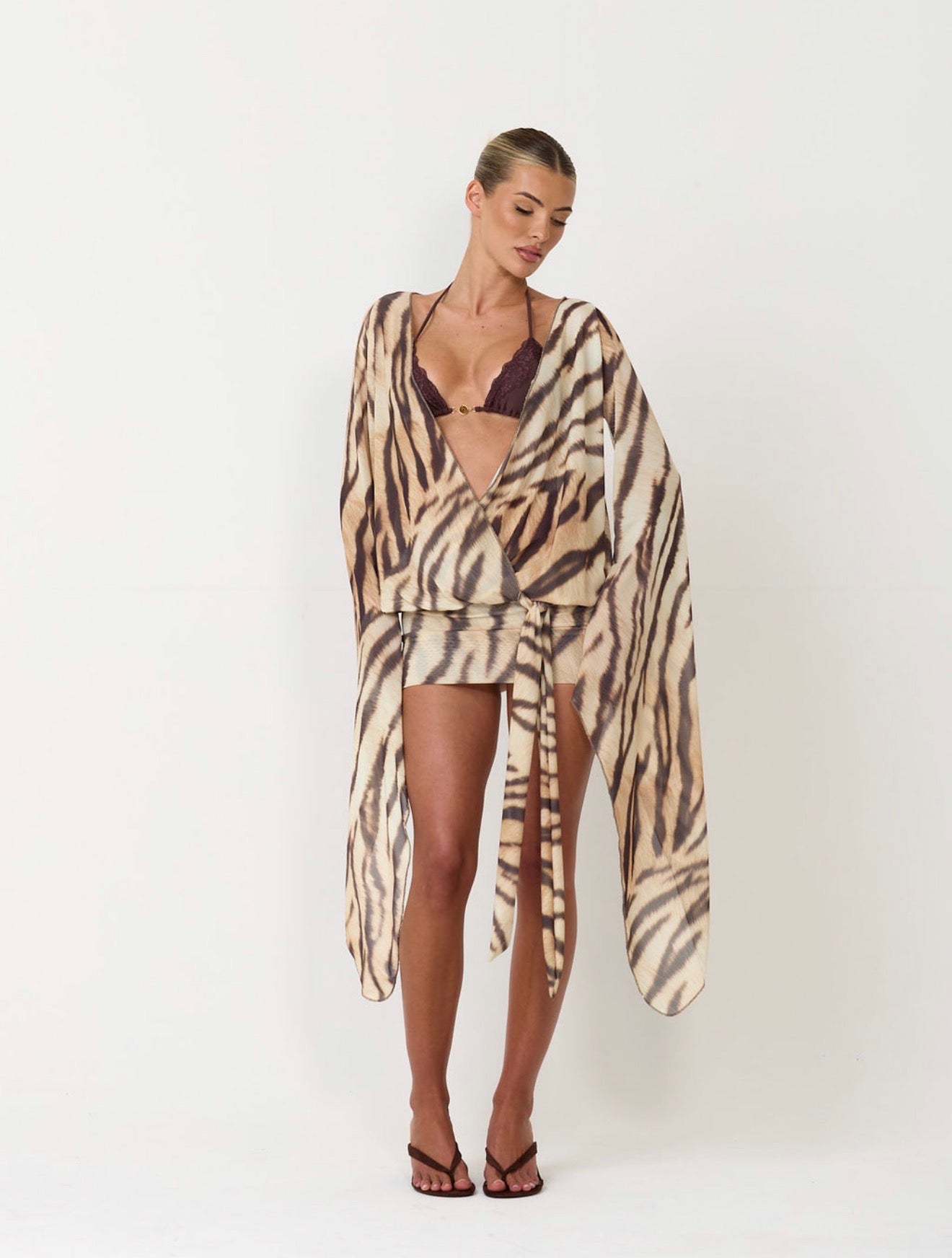 The printed mini dress - tiger