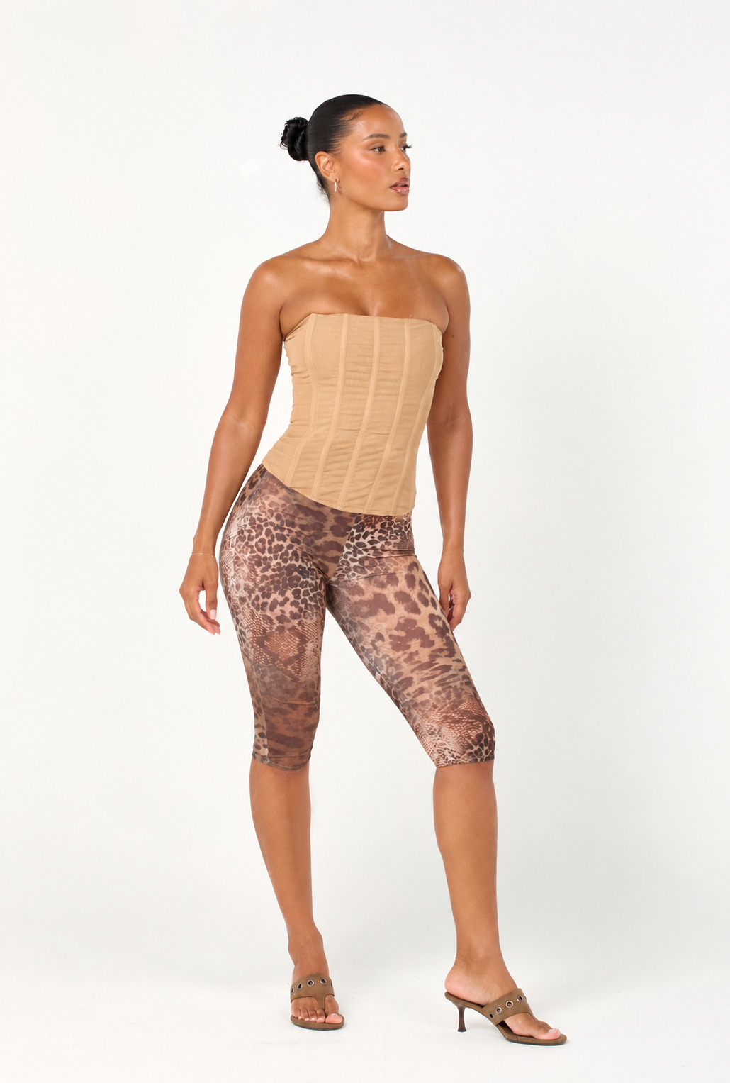 The bandeau mesh corset - almond