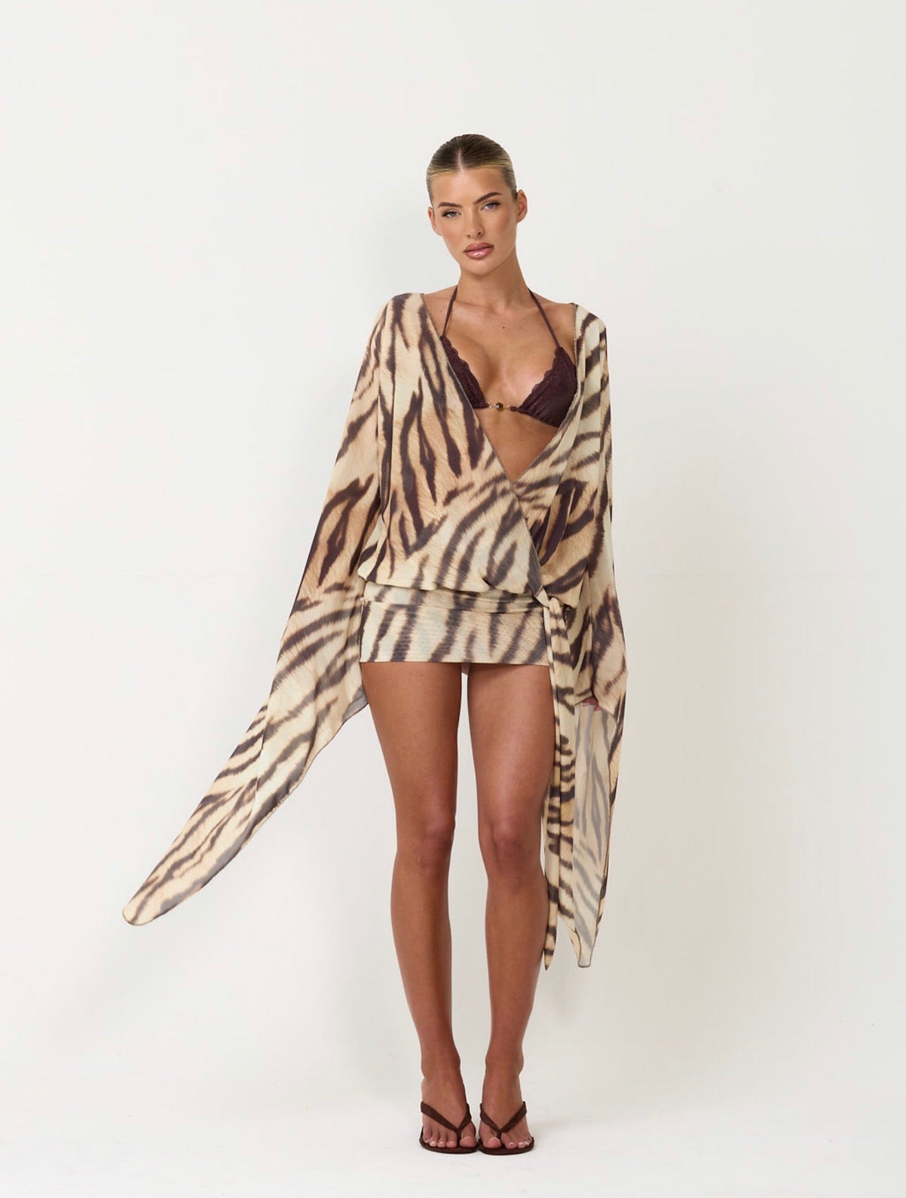 The printed mini dress - tiger