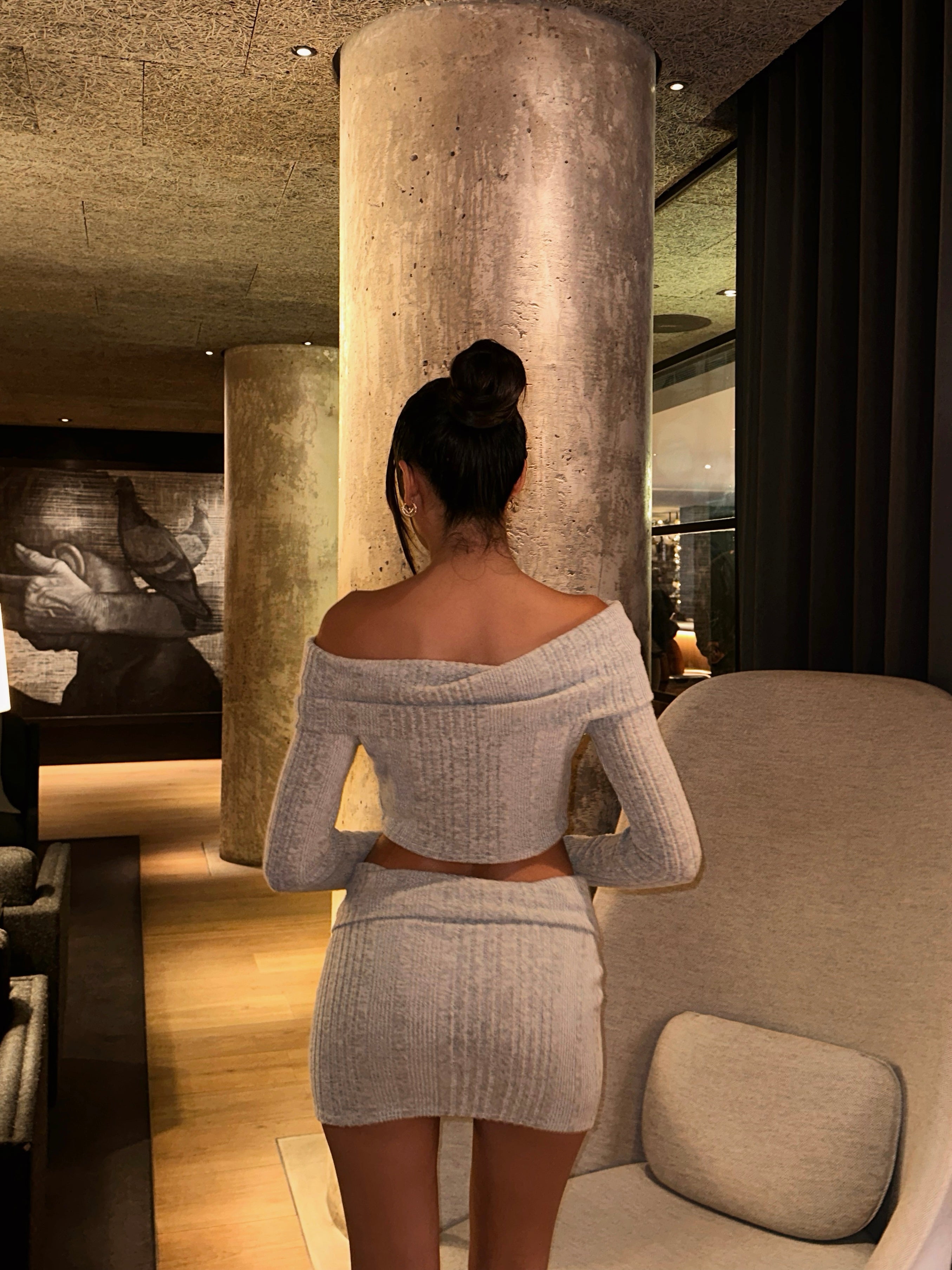 The fold over knitted top - grey
