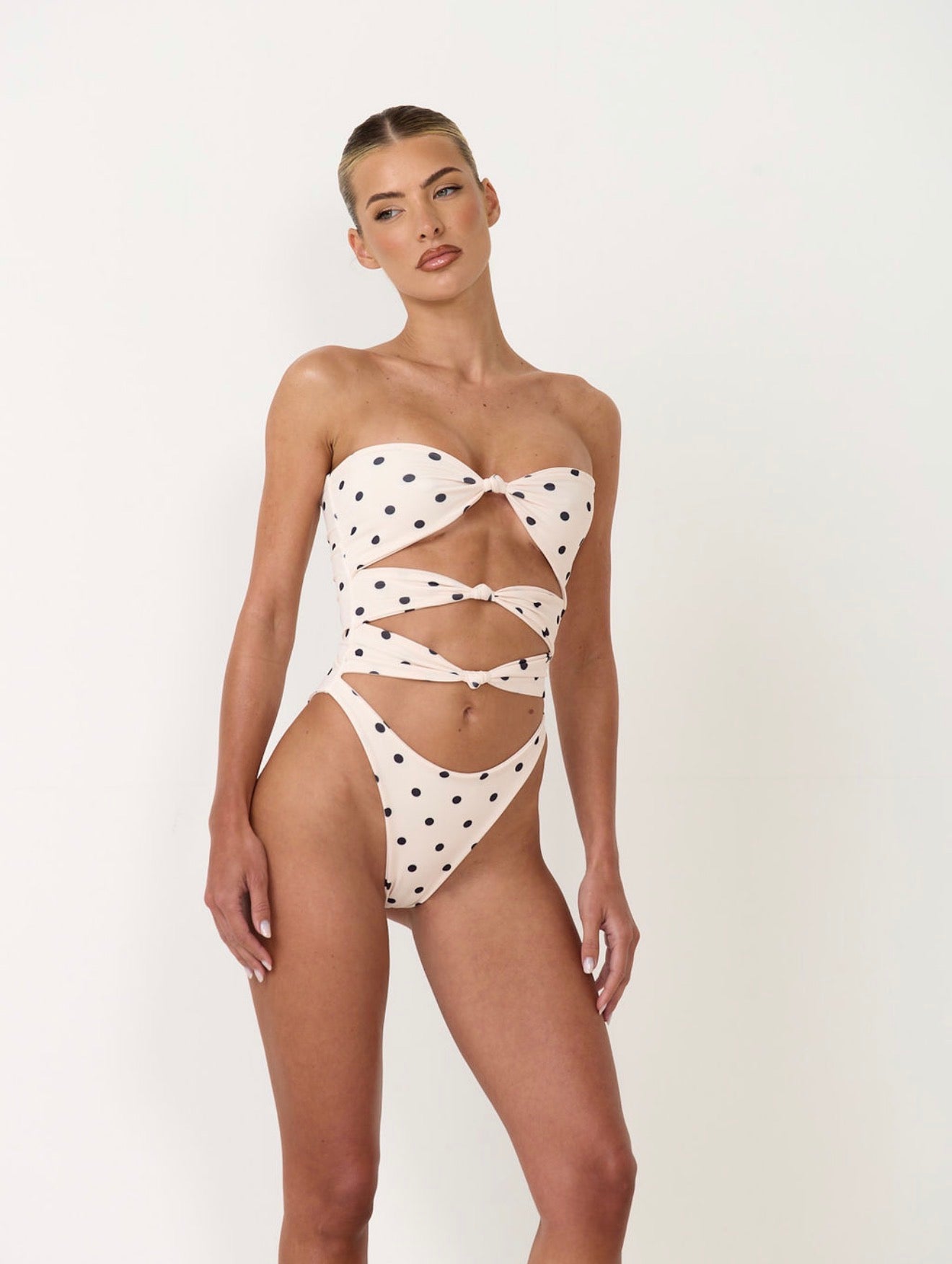 The knot swimsuit - polka dot