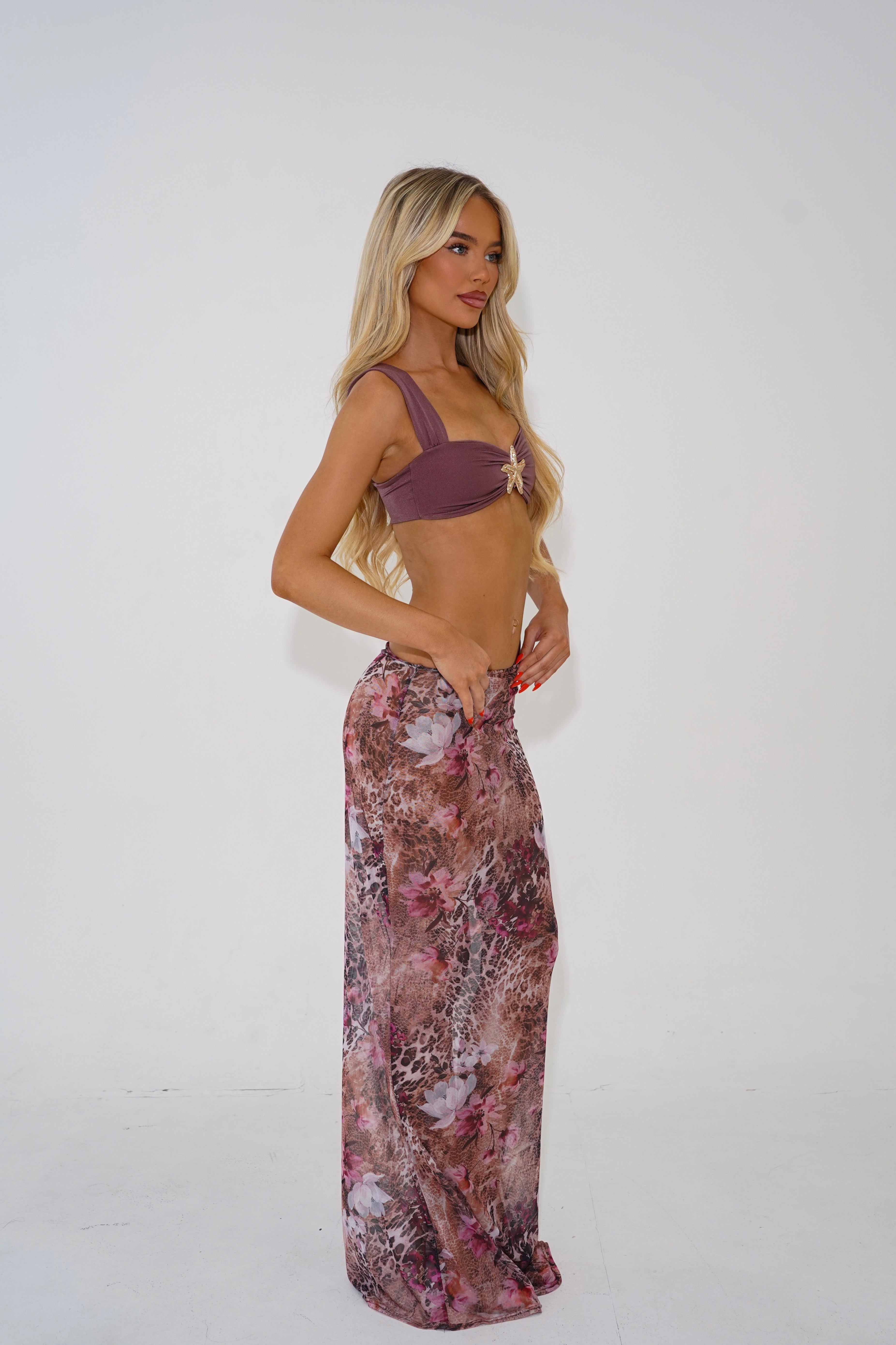 The mesh maxi skirt - mauve