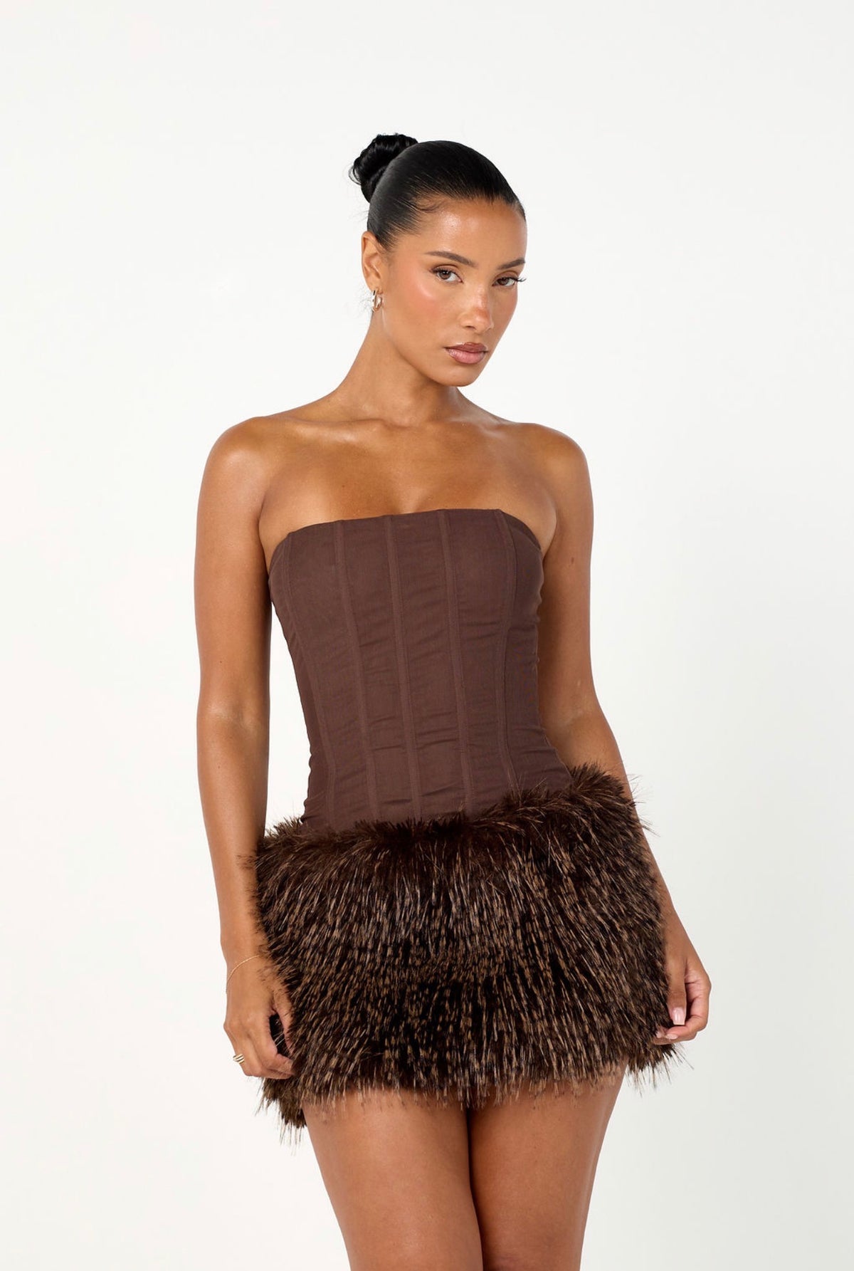 The bandeau mesh corset - espresso