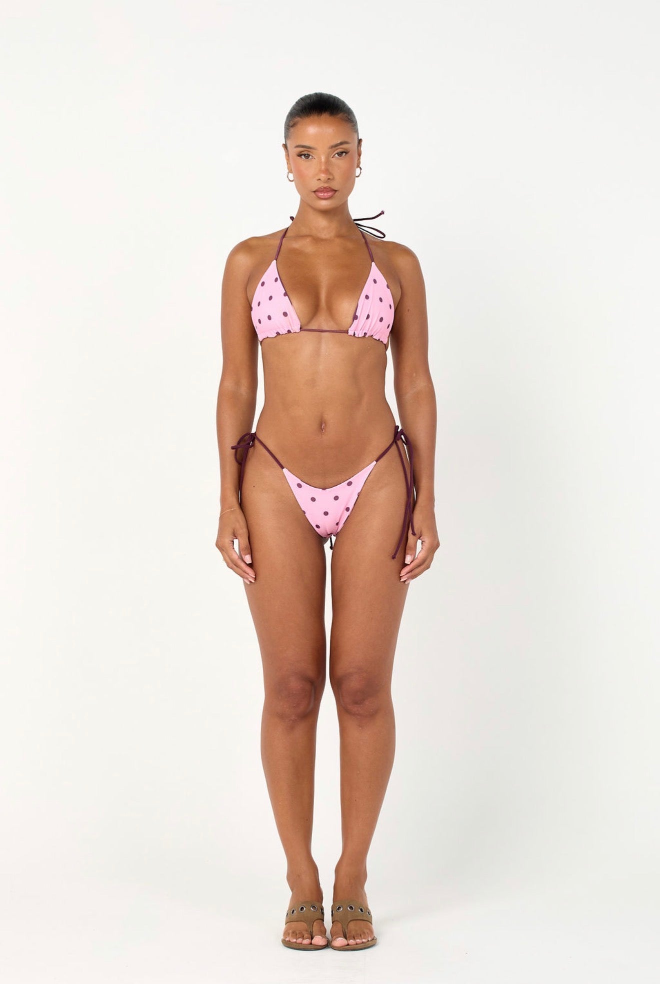 The reversible tan bikini top - pink & purple